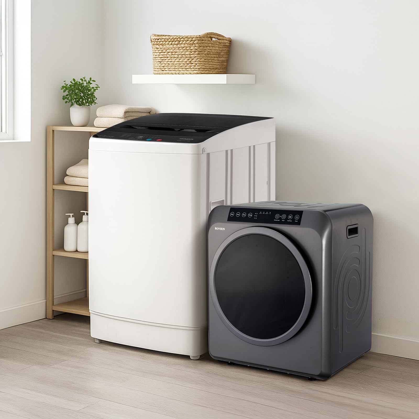 ROVSUN 30 LBS Full Automatic Washing Machine and 3.5 Cu.Ft Portable Clothes Dryer Set