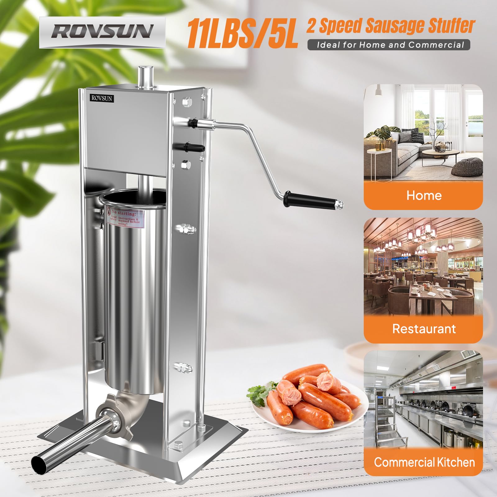 ROVSUN 11 lb. Manual Sausage Stuffer with 5 Stuffing Tubes