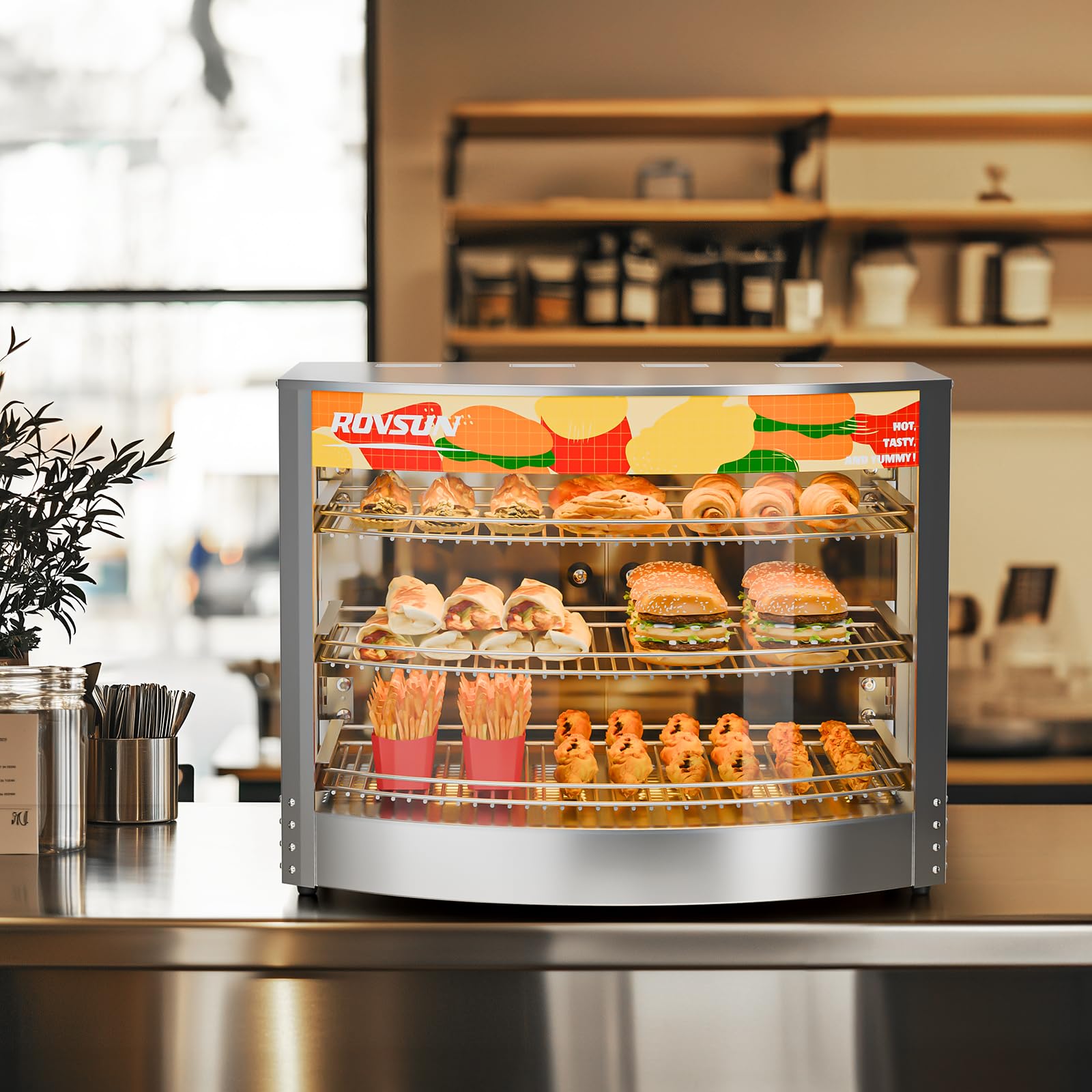 ROVSUN 3-Tier 26" 800W 110V Pizza Warmer Cabinet Countertop