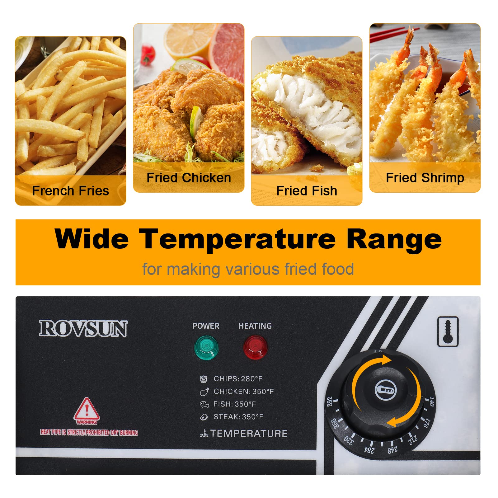 ROVSUN 11.4 QT 110V 2500W Single Tank Electric Deep Fryer