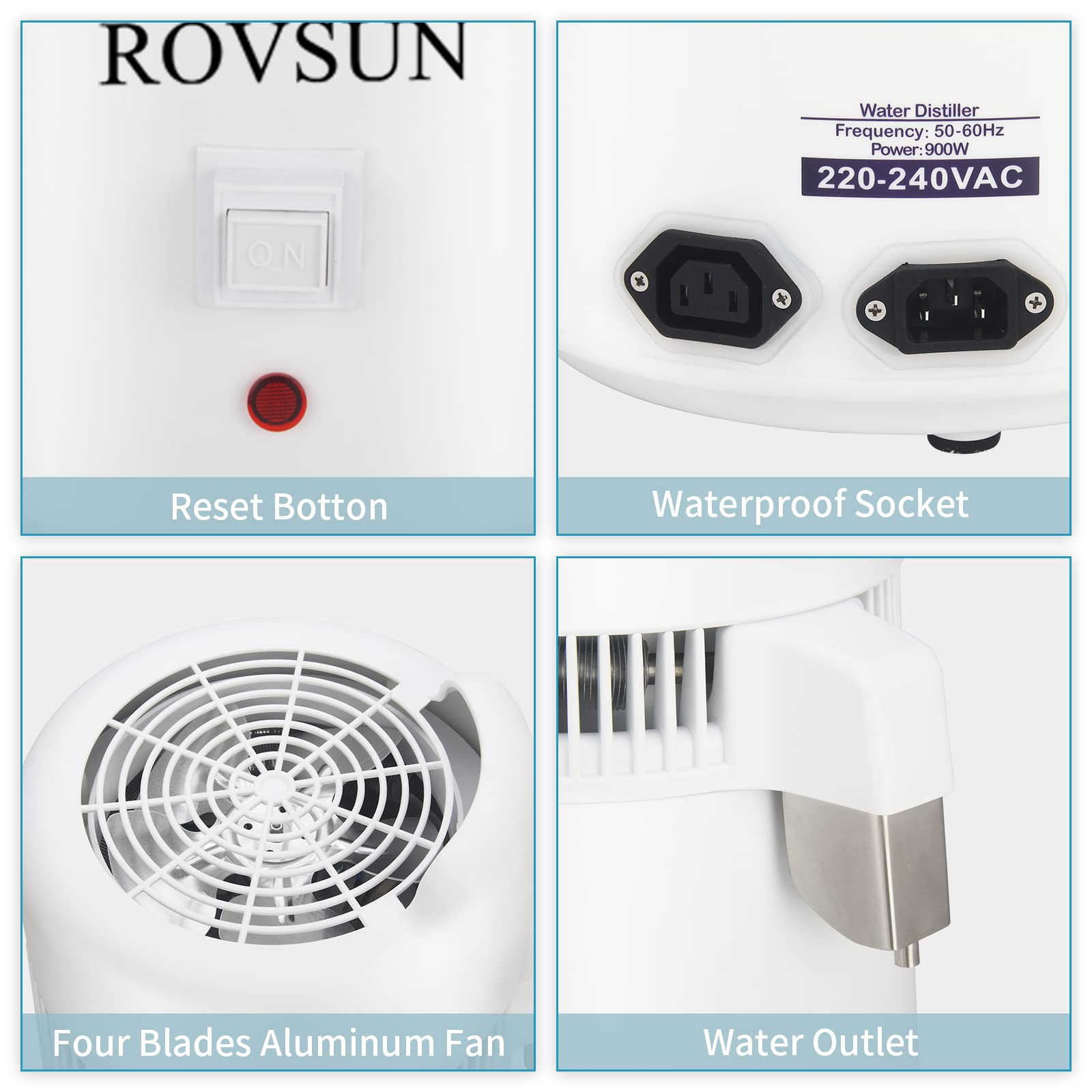 ROVSUN 1.6 Gal 900W 110V Water Distiller Countertop White