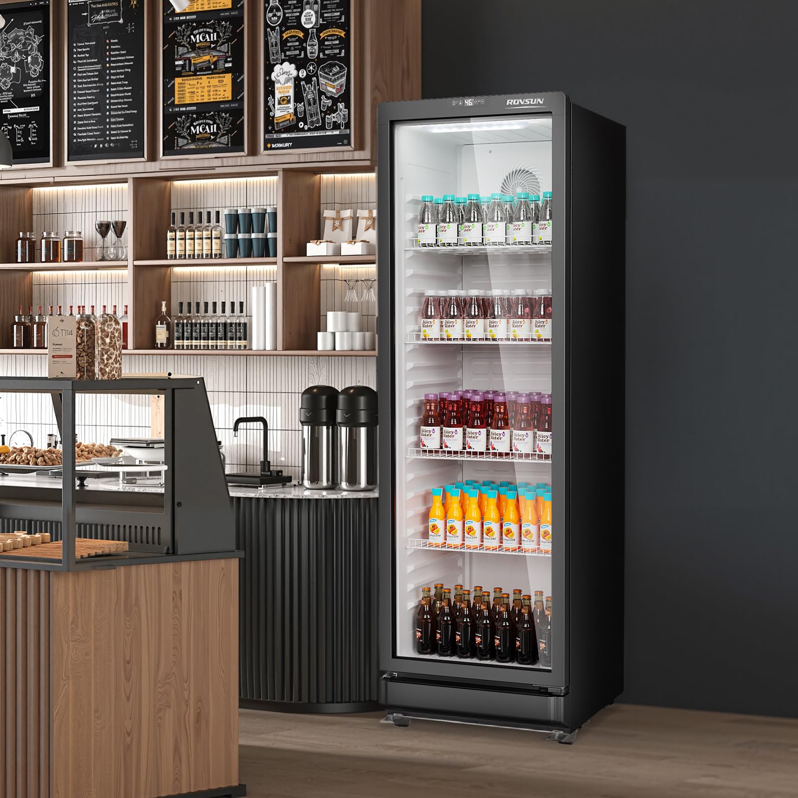 ROVSUN 23" 12.4 Cu.Ft. Black Glass Door Merchandising Refrigeration