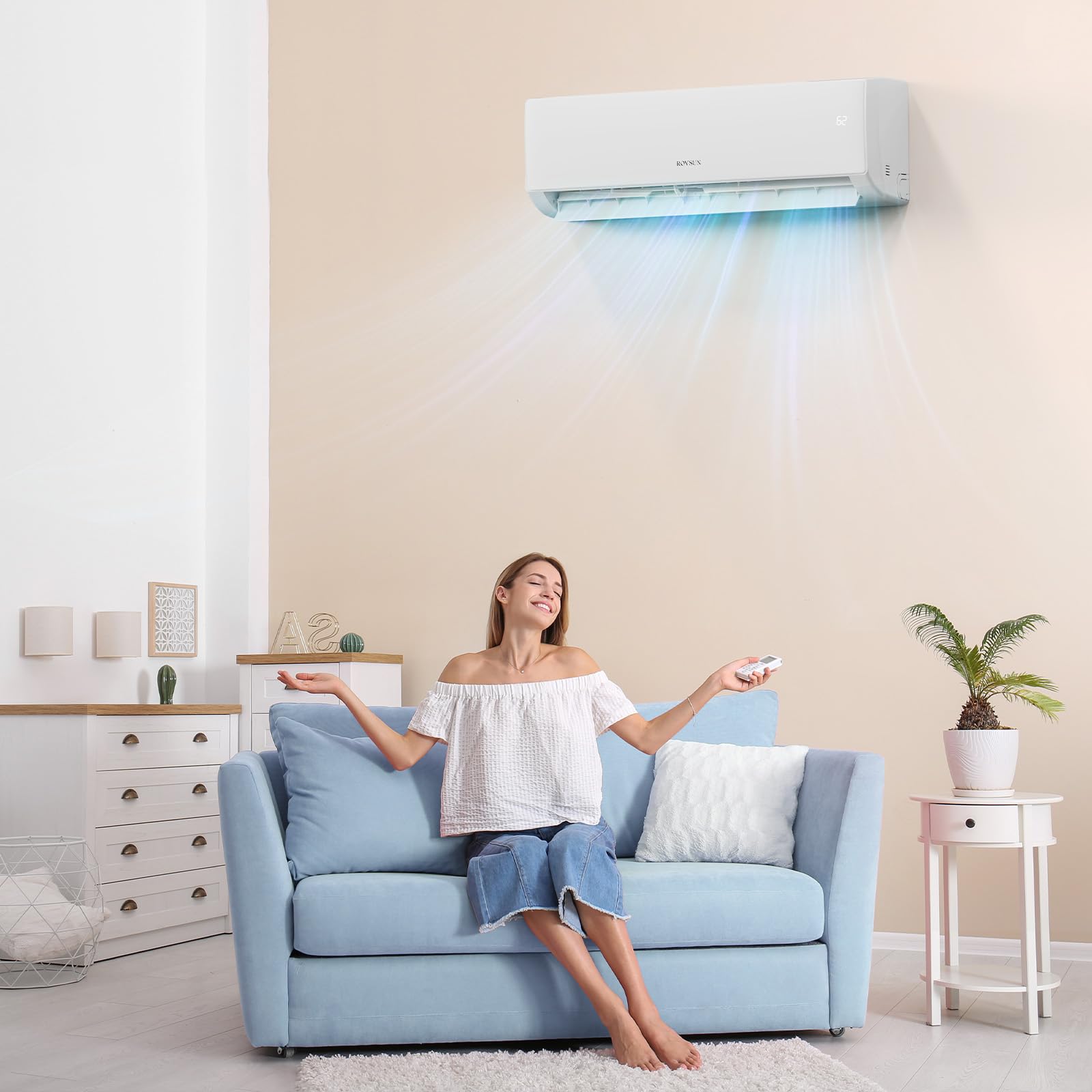 ROVSUN 2 Zone 18,000 + 18,000 / 35,000 BTU Wifi Mini Split Air Conditioner Ductless 19 SEER2 230V with Heat Pump & 25Ft Install Kit