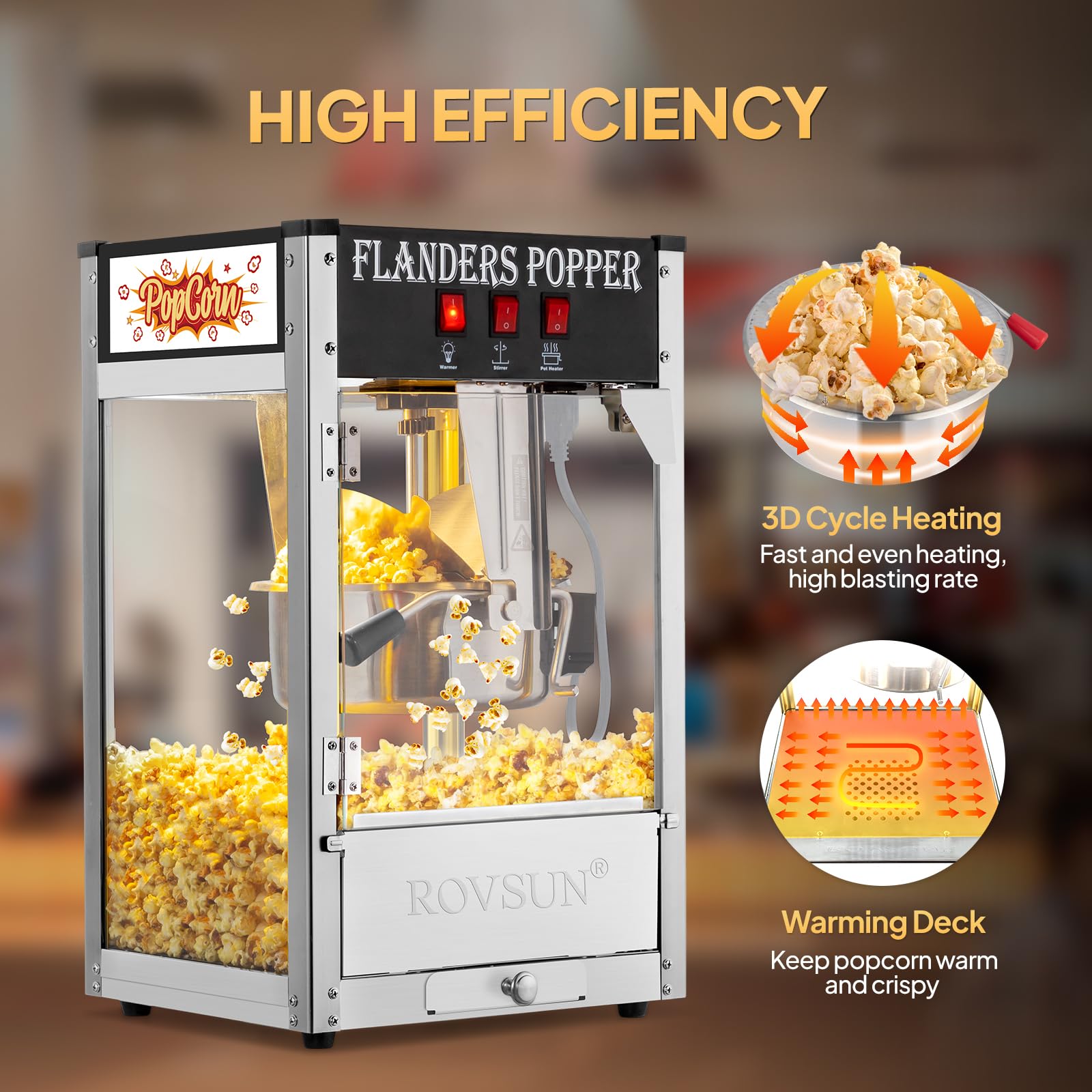 ROVSUN 8 oz Black Popcorn Machine Countertop