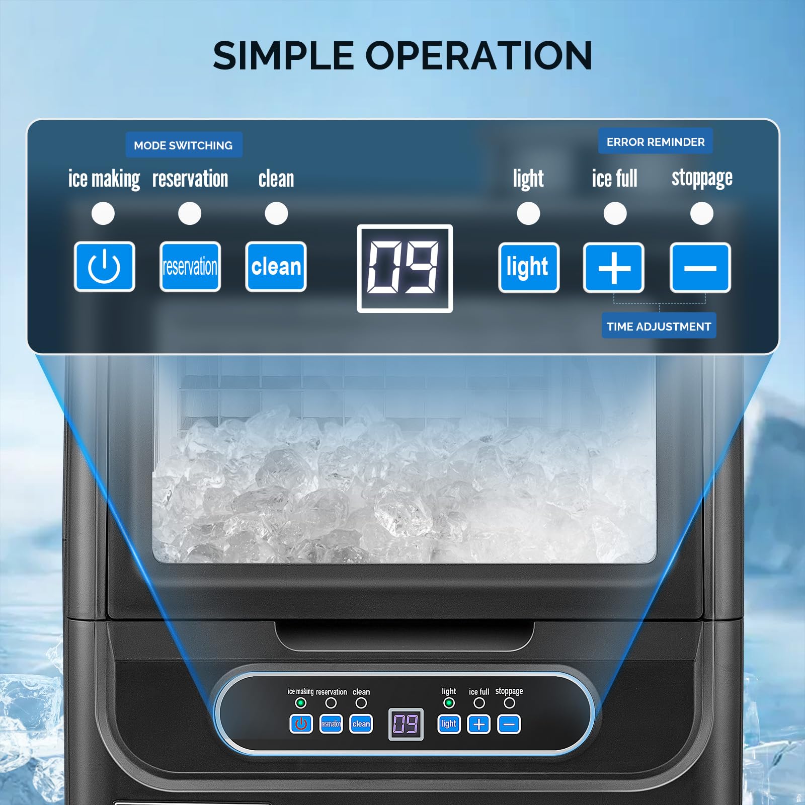 ROVSUN 13" 70 lbs Air Cooled Ice Machine Countertop Black