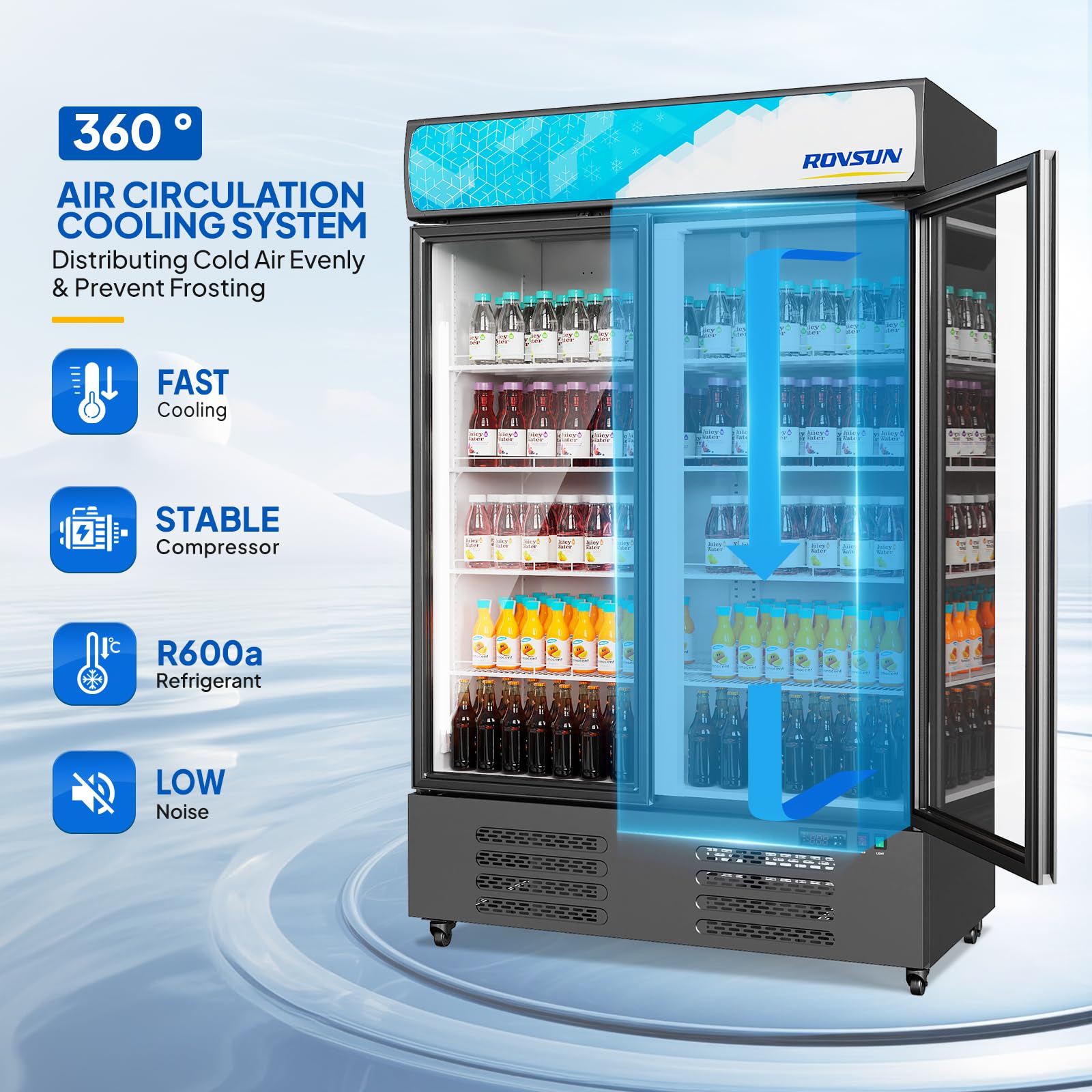 ROVSUN 50" 35 Cu.Ft. 370W 115V Black Beverage Refrigerator