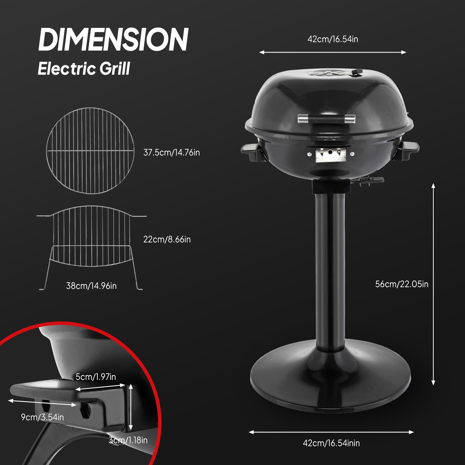 ROVSUN 1,600W Vertical Electric Grill with Cover Black