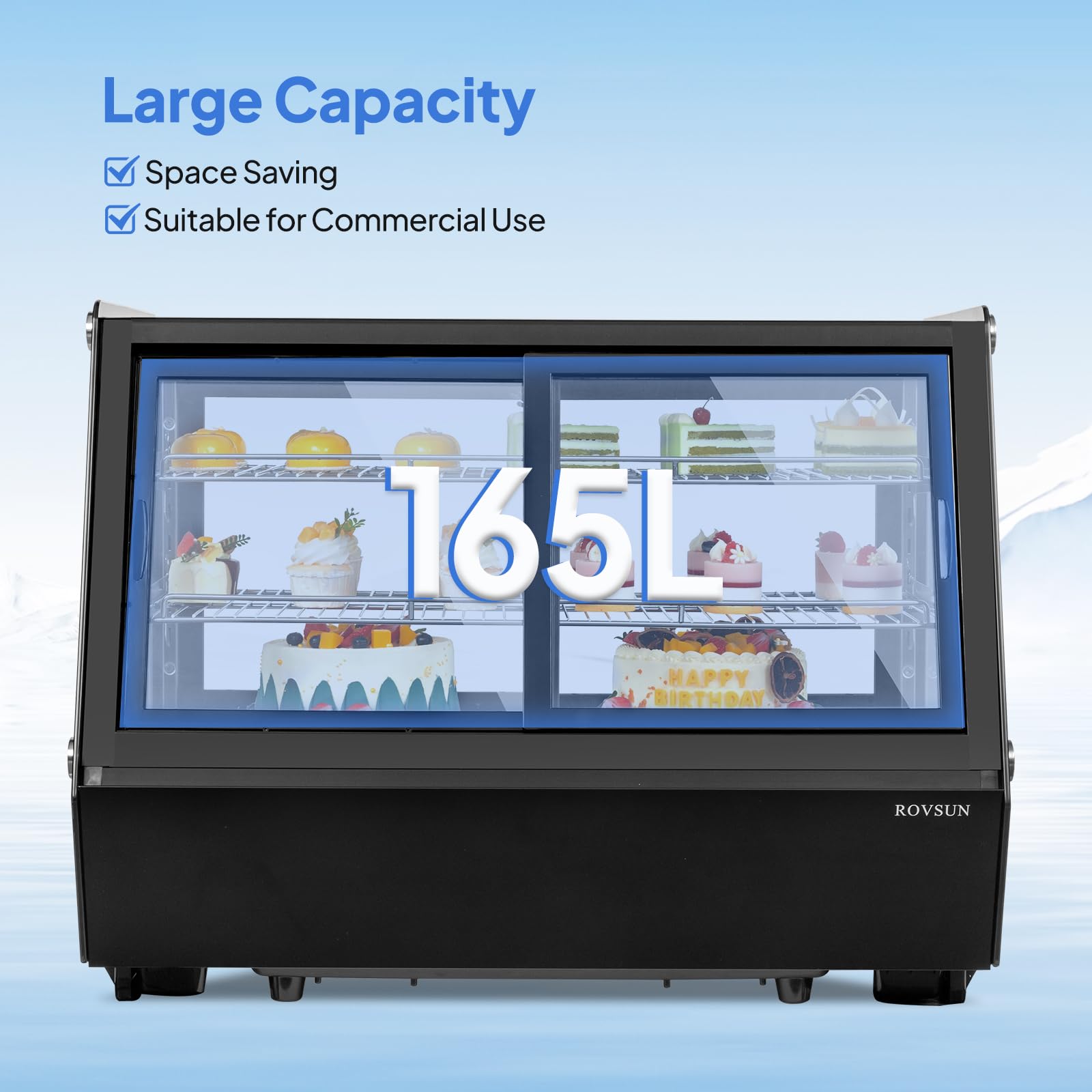 ROVSUN 35" 5.8 Cu.Ft. 230W 110V Black Refrigerated Bakery Display Case