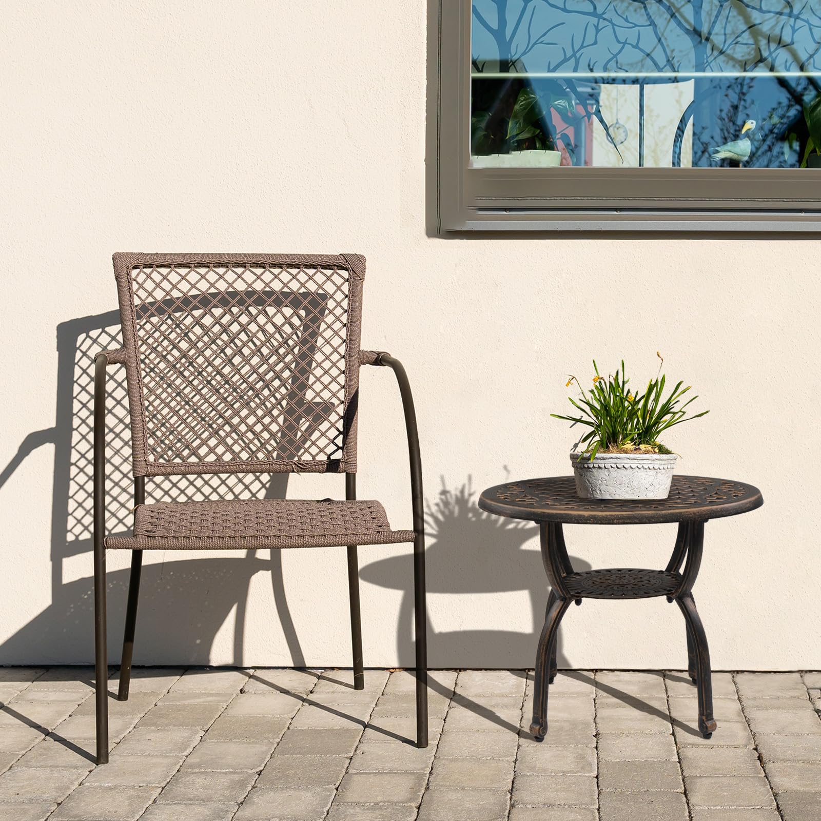 22" Round Cast Aluminum Outdoor Side Table Bronze