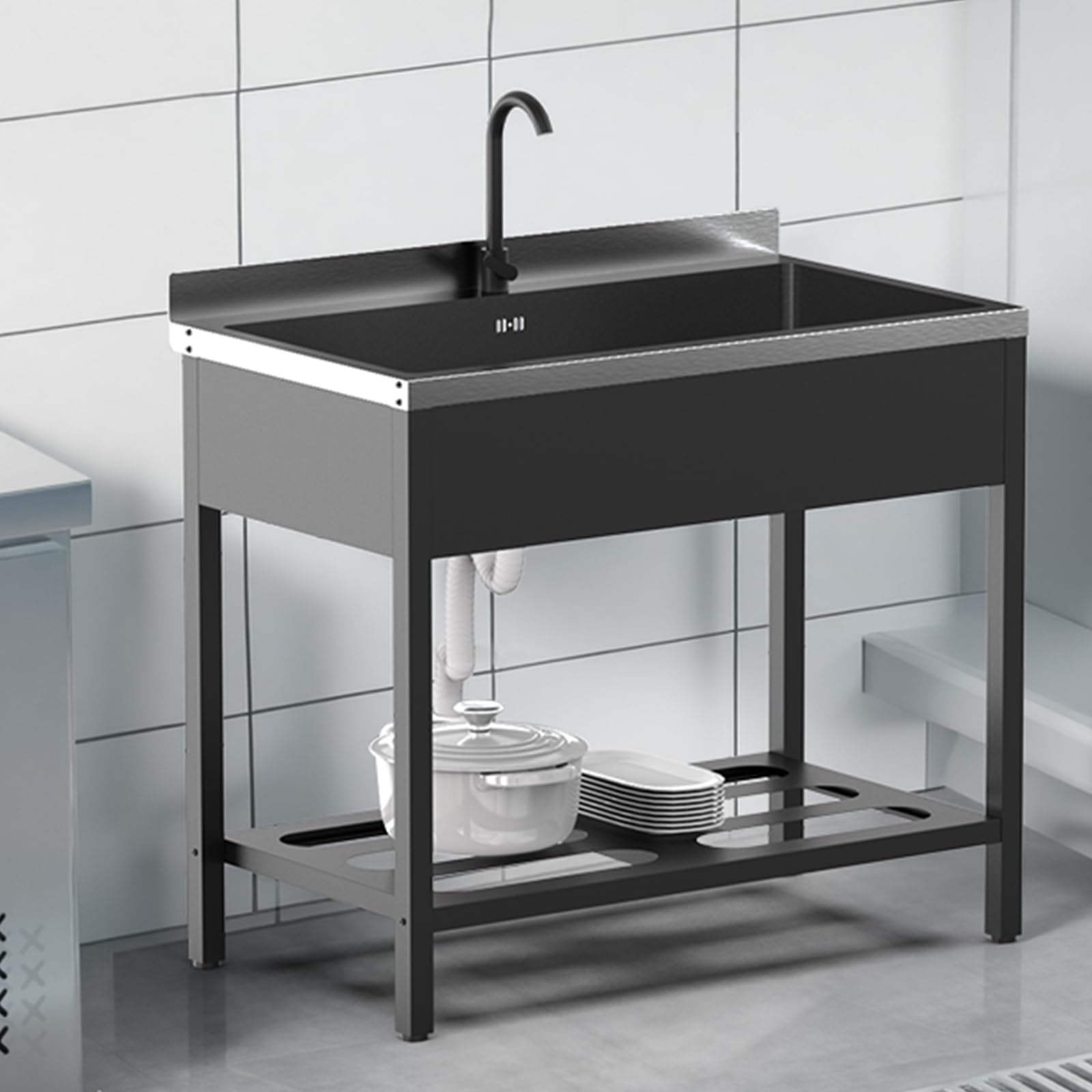 ROVSUN 42" x 23" Stainless Steel Utility Sink with Faucet
