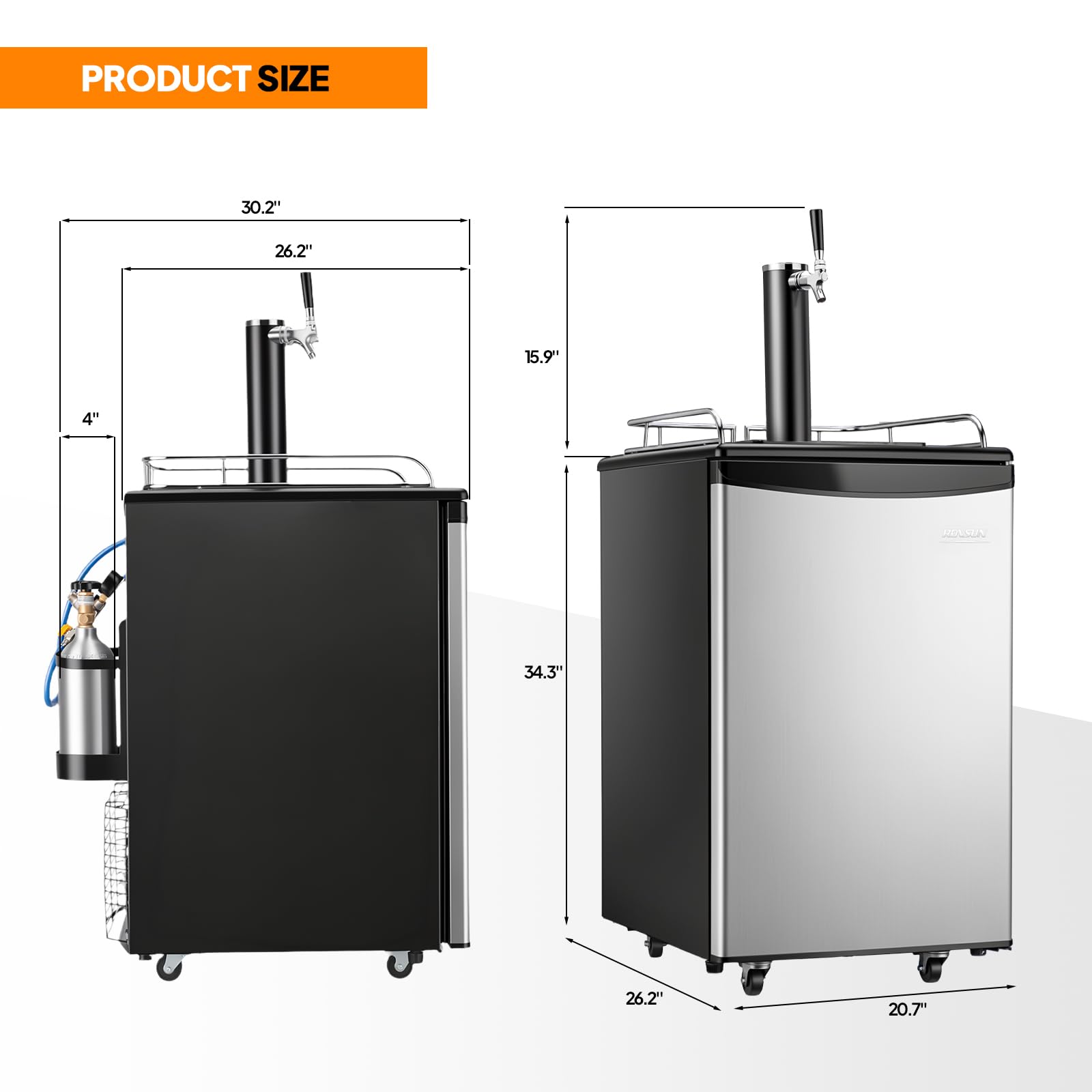 ROVSUN 5.4 Cu.Ft. Single Tap Kegerator Beer Dispenser Silver