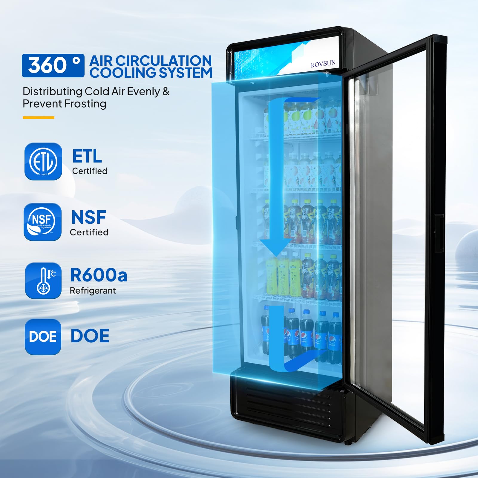 ROVSUN 25" 12.2 Cu.Ft. 280W 115V Black Beverage Refrigerator