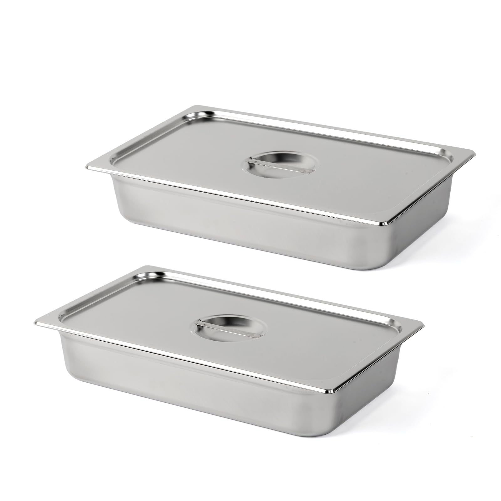 ROVSUN 2-Pack Full Size Steam Table Pan with Lid