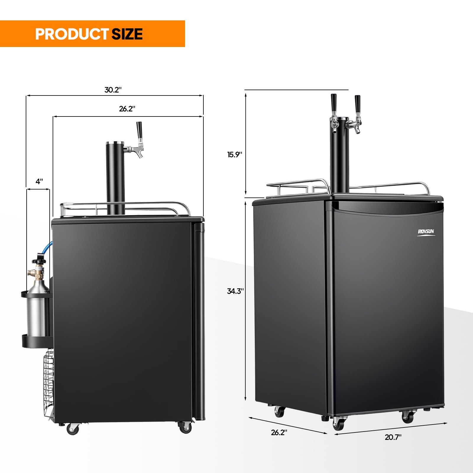 ROVSUN 5.4 Cu.Ft. Dual Tap Kegerator Beer Dispenser Black