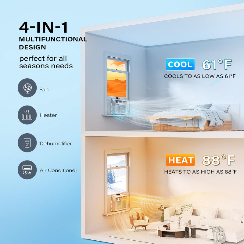 ROVSUN 12000 BTU 230V Window Air Conditioner with Heat & Wifi Remote App Control & Install Kit