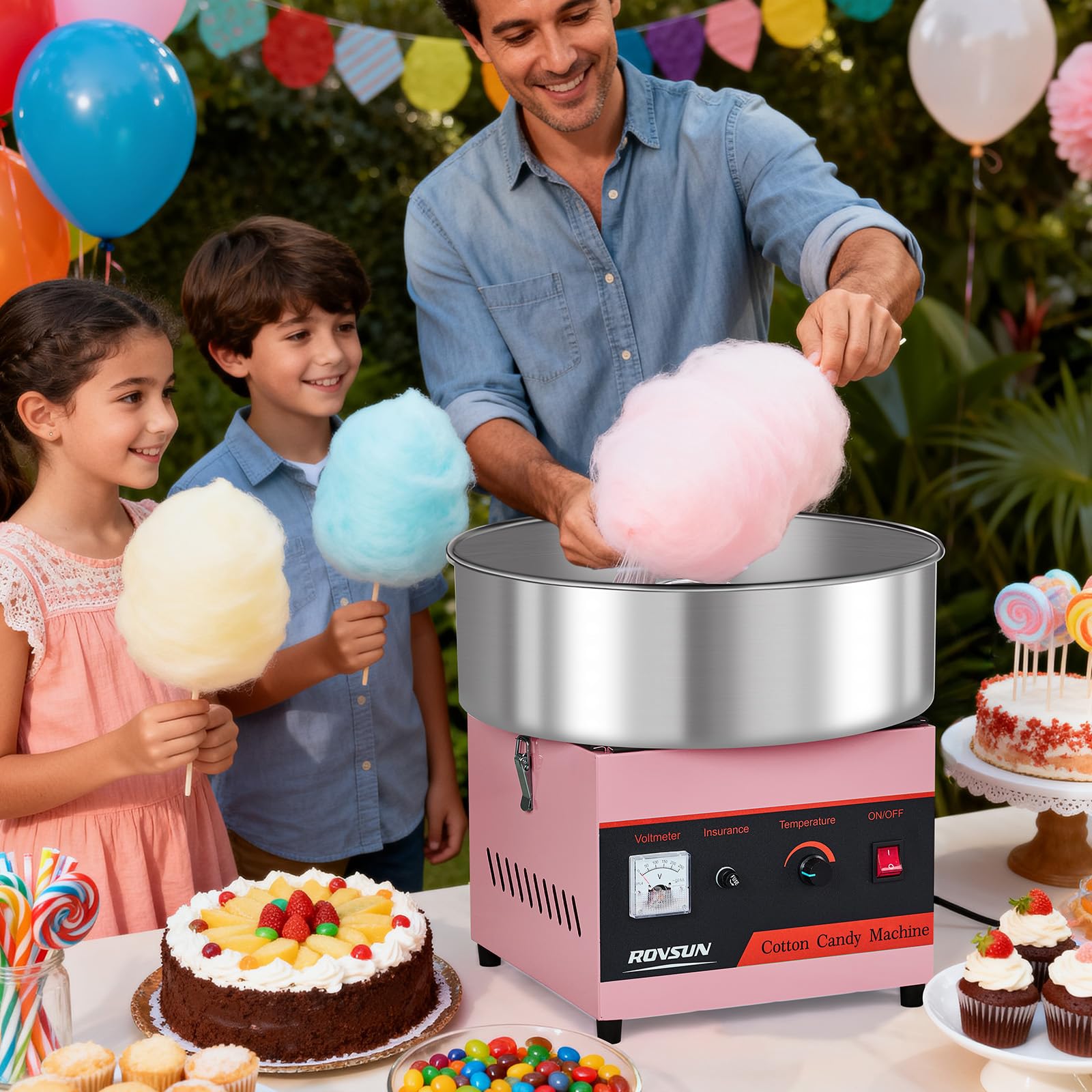 ROVSUN 15" Cotton Candy Machine Pink