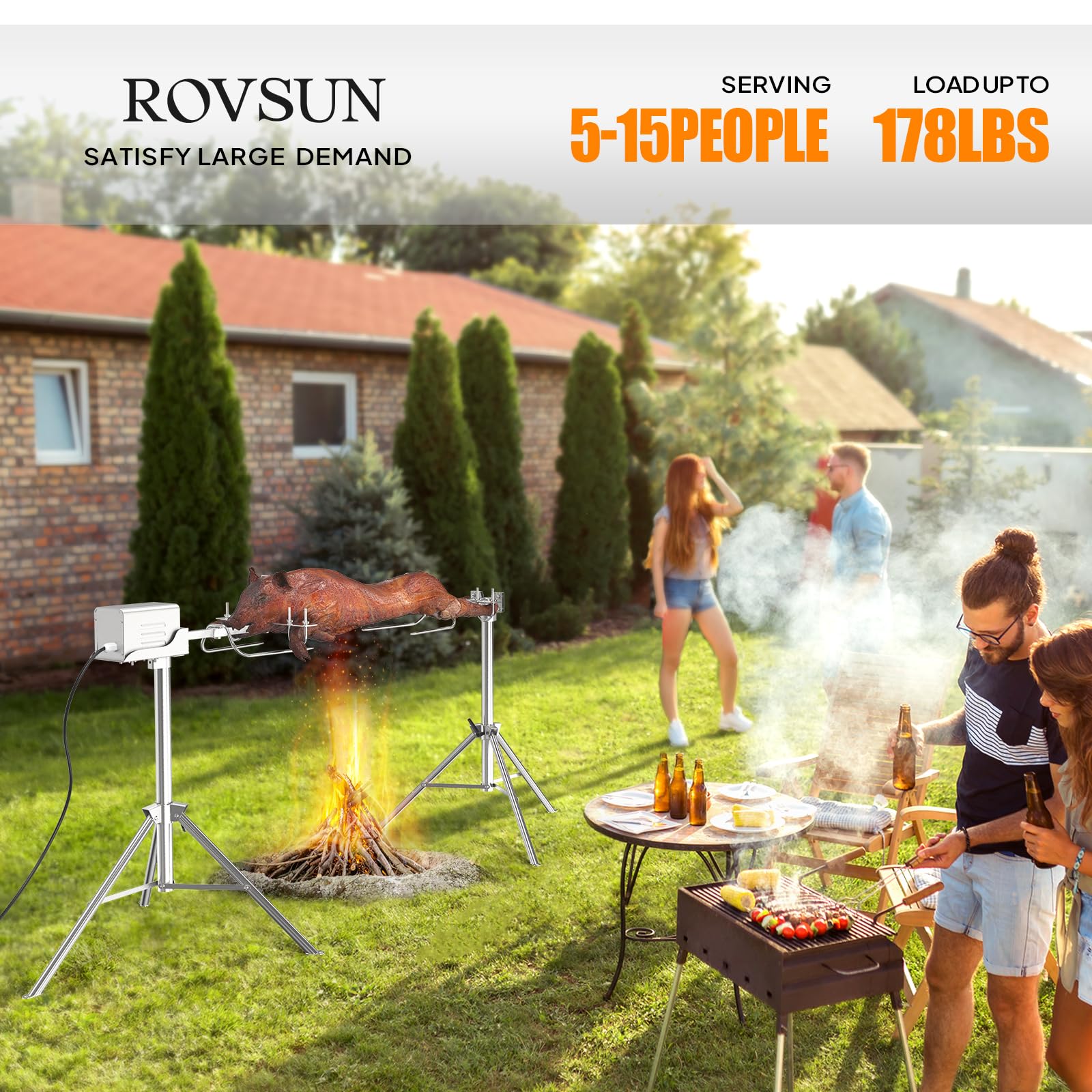 ROVSUN 46" 25W 110V Electric Rotisserie Grill Kit