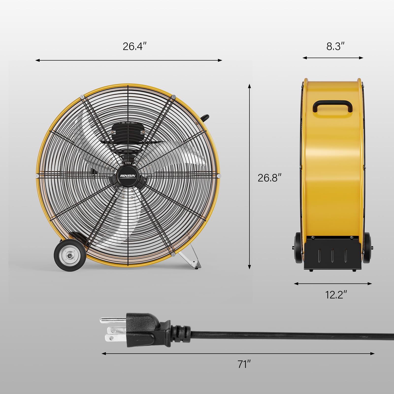 ROVSUN 24" 130W 110V Yellow Drum Fan