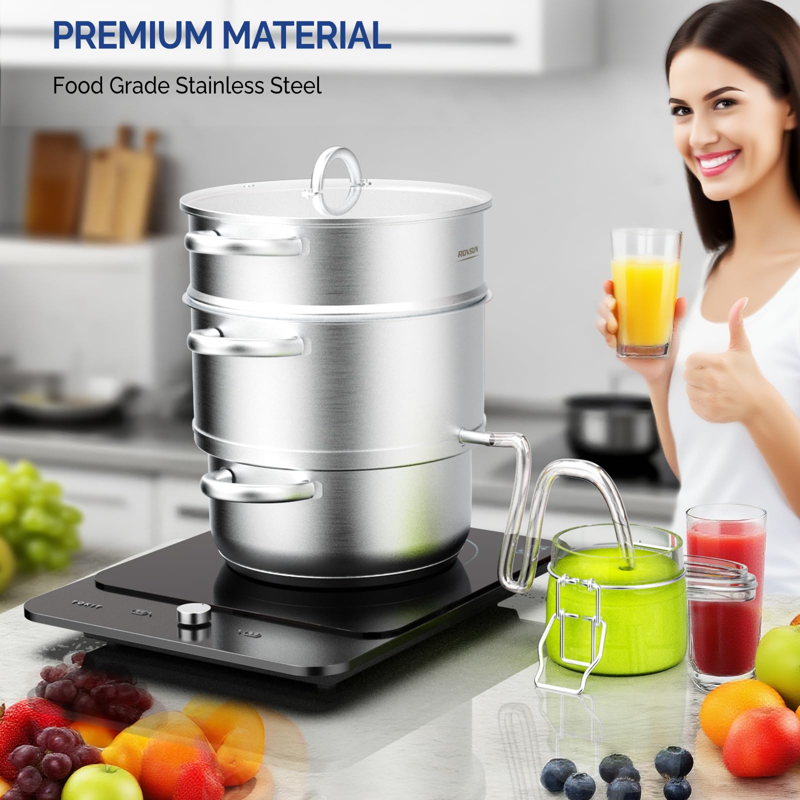 ROVSUN 5 QT Stainless Steel Juice Steamer Pot