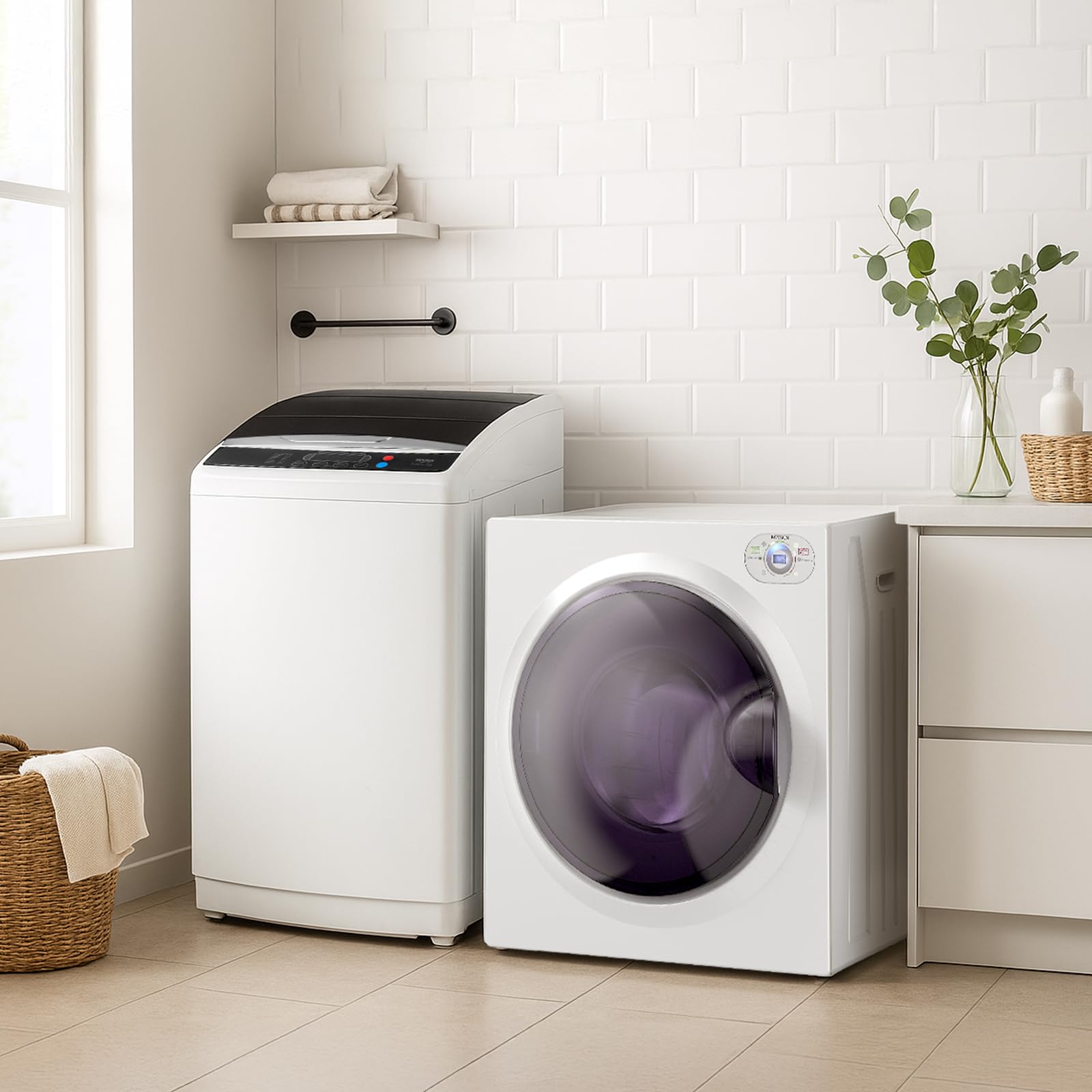 ROVSUN 25 LBS Full Automatic Washing Machine and 2.6 Cu.Ft Portable Clothes Dryer Set