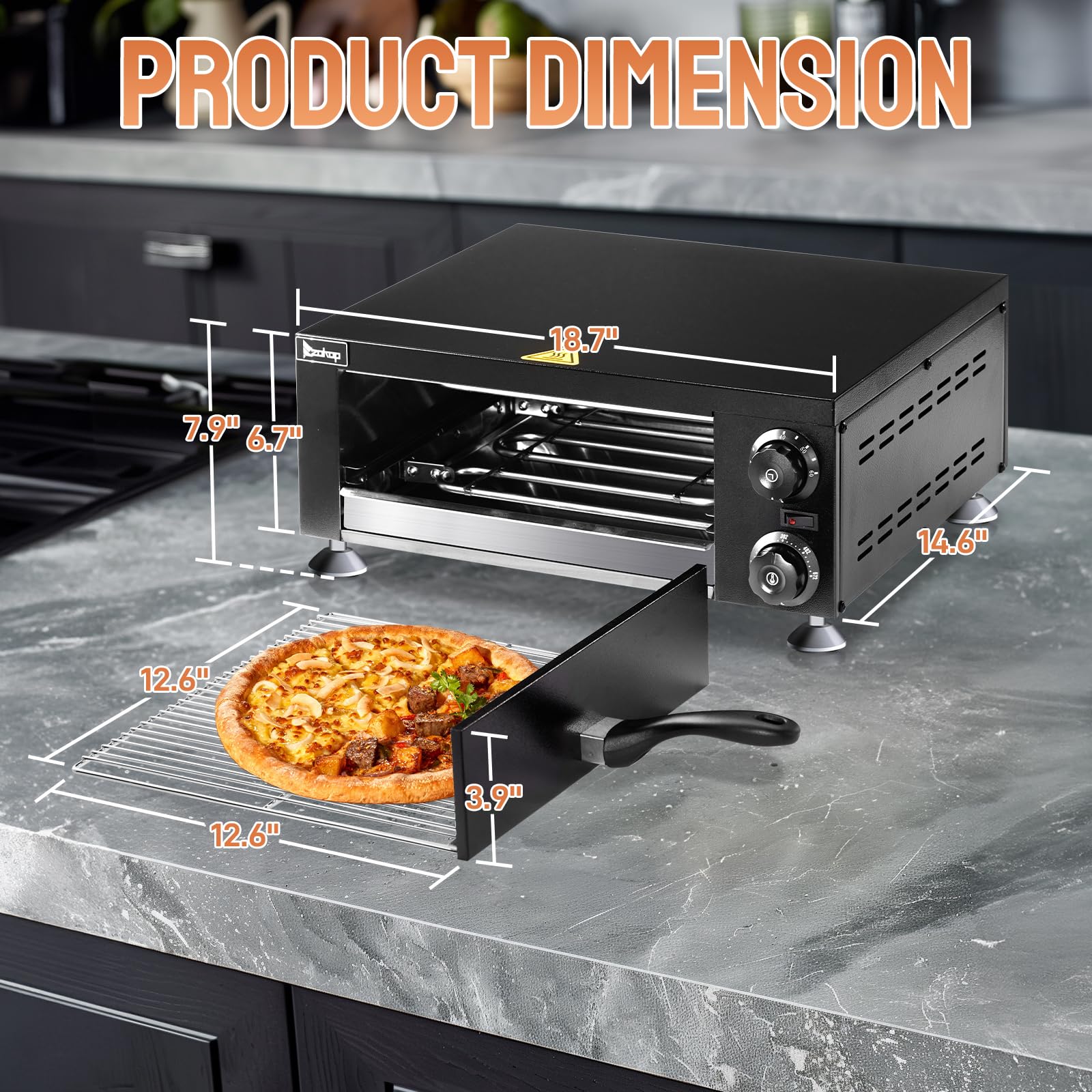12" 1100W 110V Single Deck Pizza Oven Countertop Black