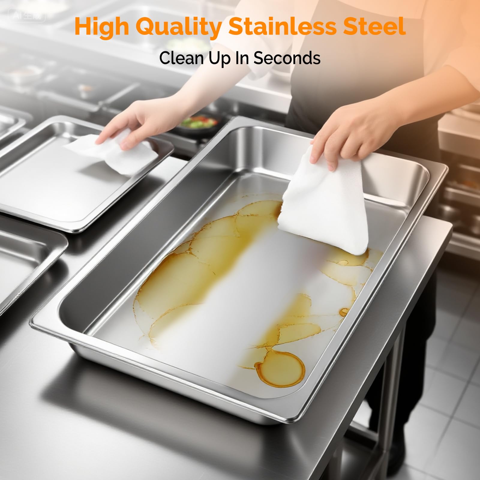 ROVSUN 9 QT Black-Silver Chafing Dish Buffet Set with Glass Lid & Full-Size Pans