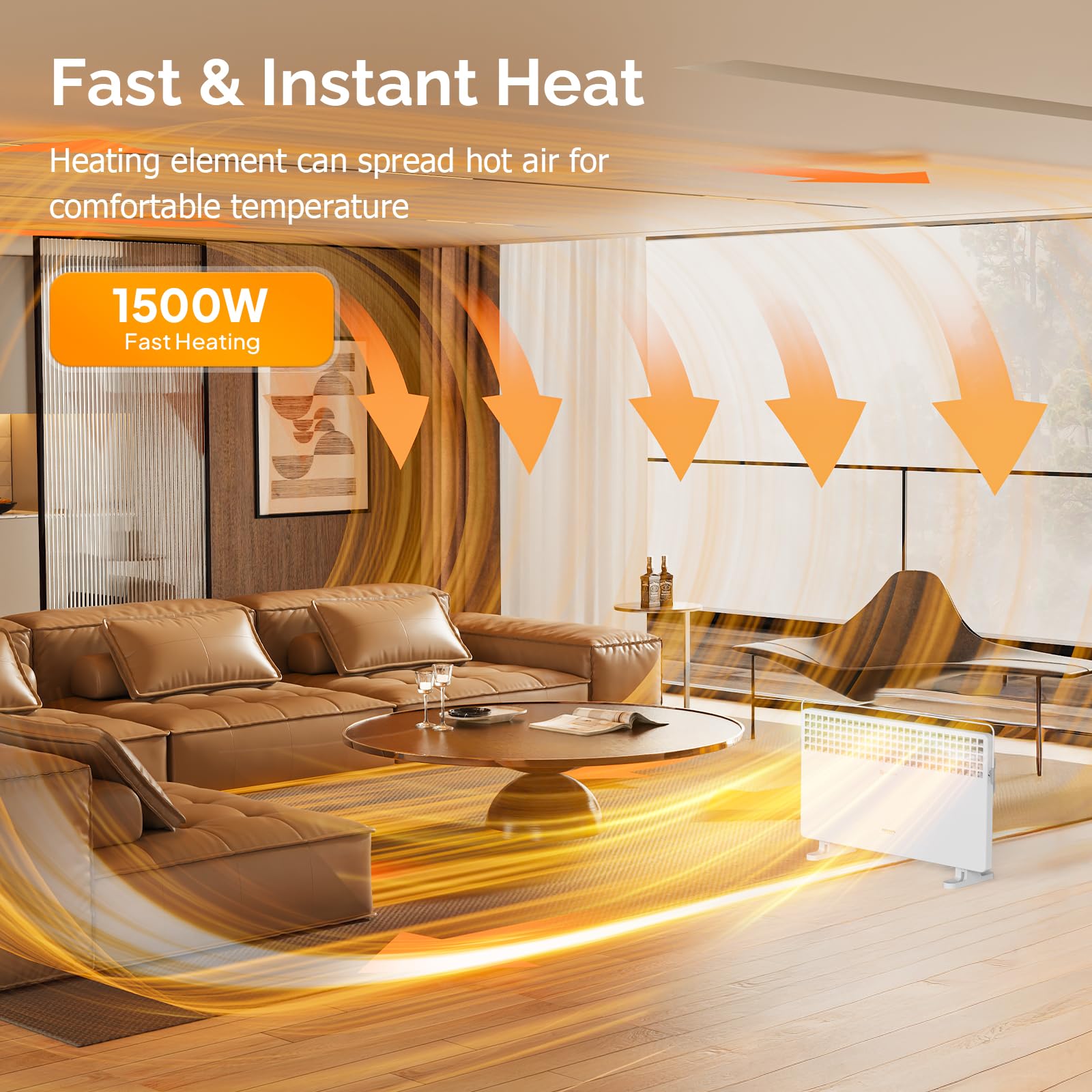 ROVSUN 1,500W 120V Panel Heater with Towel Bar