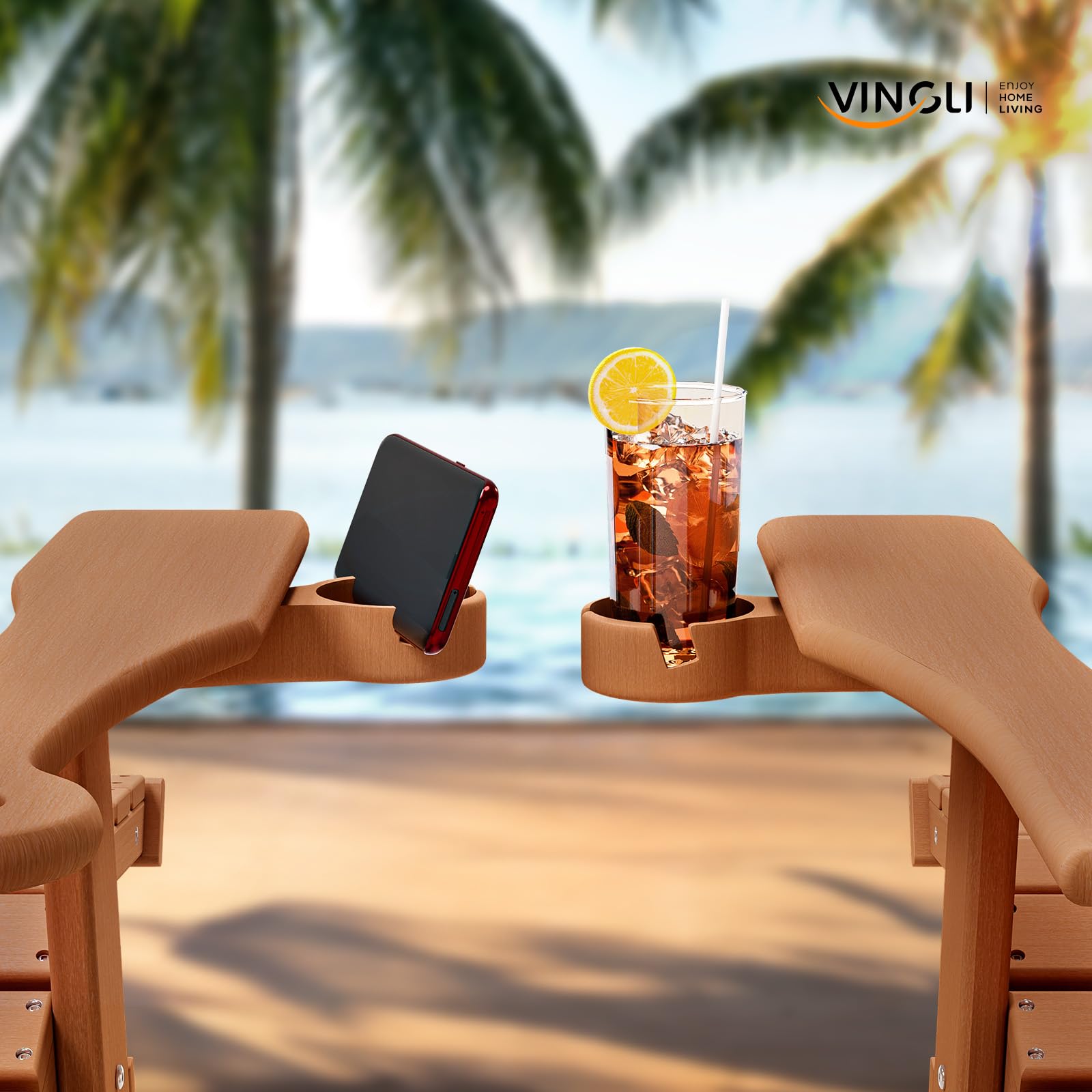 Plastic Folding HDPE Adirondack Chairs with Retractable Footrest Teak