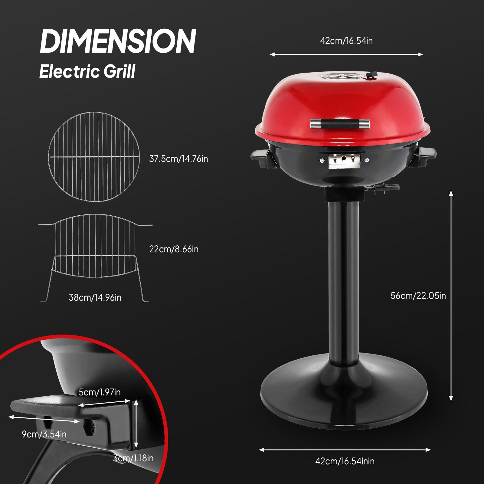 ROVSUN 1,600W Vertical Electric Grill with Cover Red