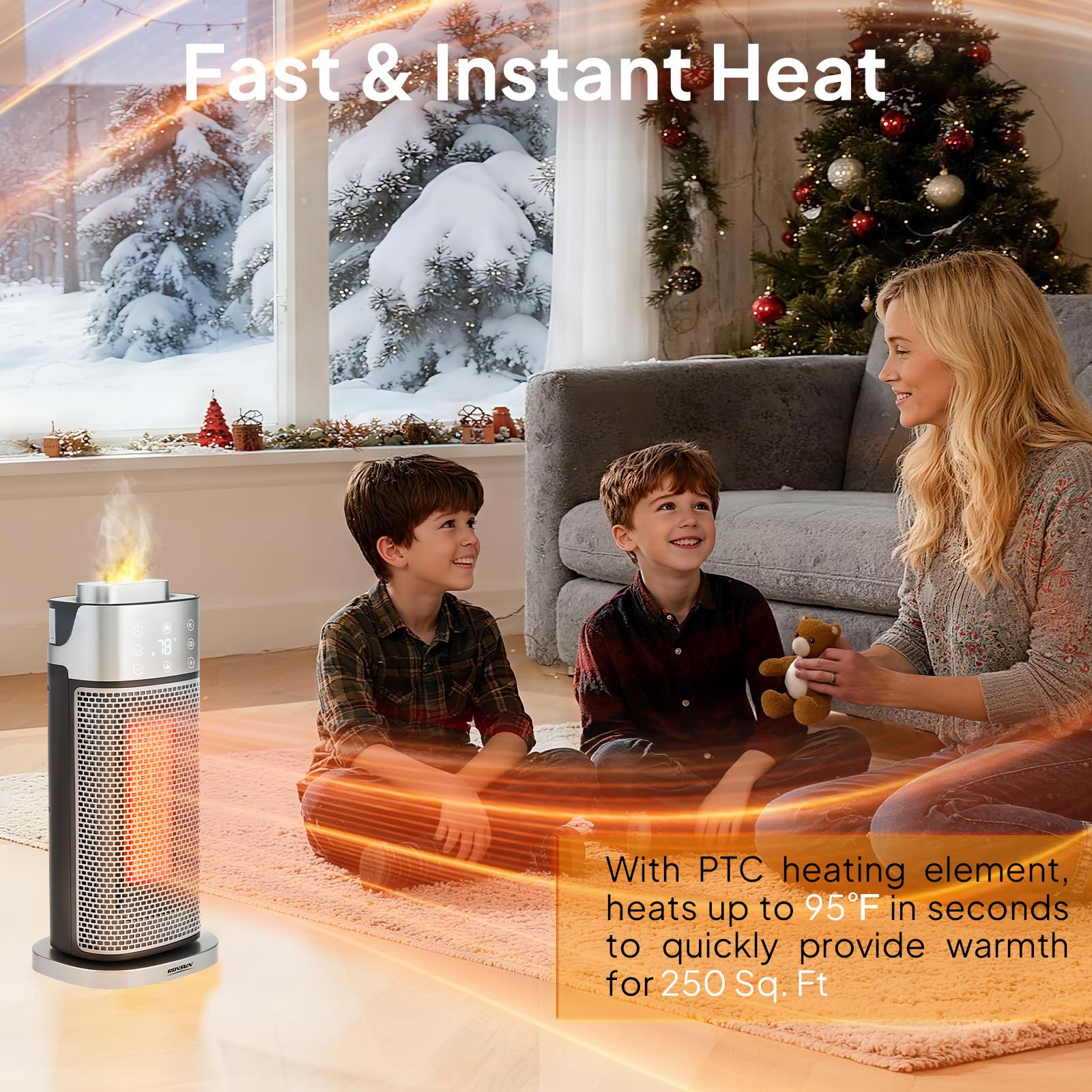 ROVSUN 16" High 1,500W 120V Electric Tower Heater