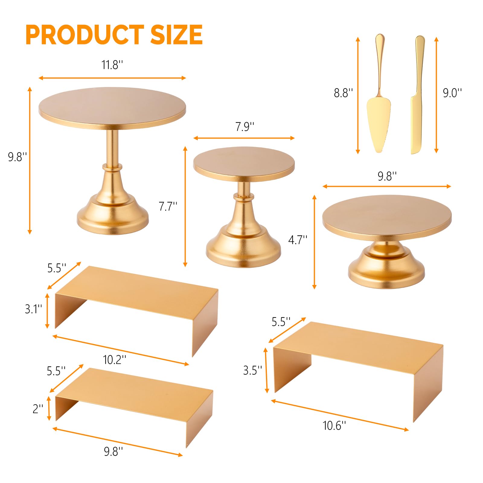 ROVSUN 8 PCS Gold Cake Stand Set