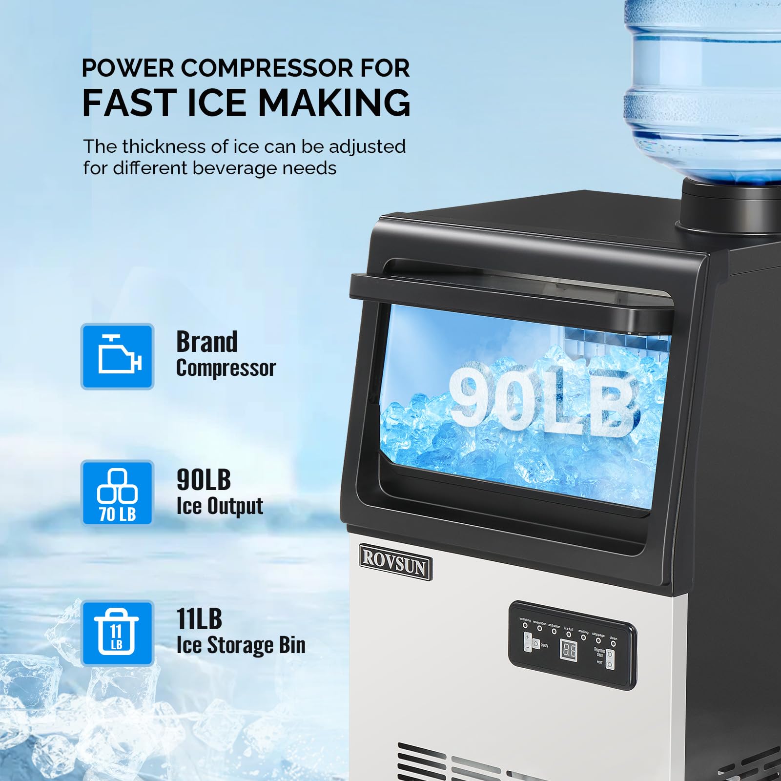 ROVSUN 13" 90 lb. 235W 115V Air Cooled Ice Machine Maker Countertop