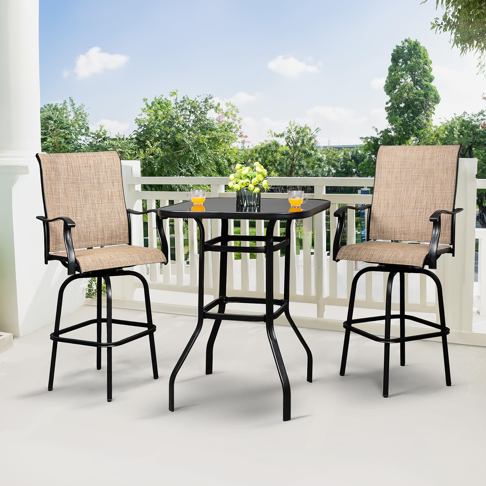 40" Outdoor Patio Bar Height Table Black