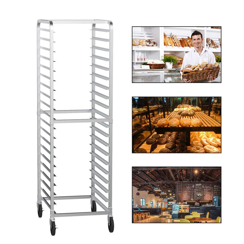ROVSUN 20-Tier Bakery Rack Stainless Steel 26 Inches Wide Bun Pan Sheet Rack