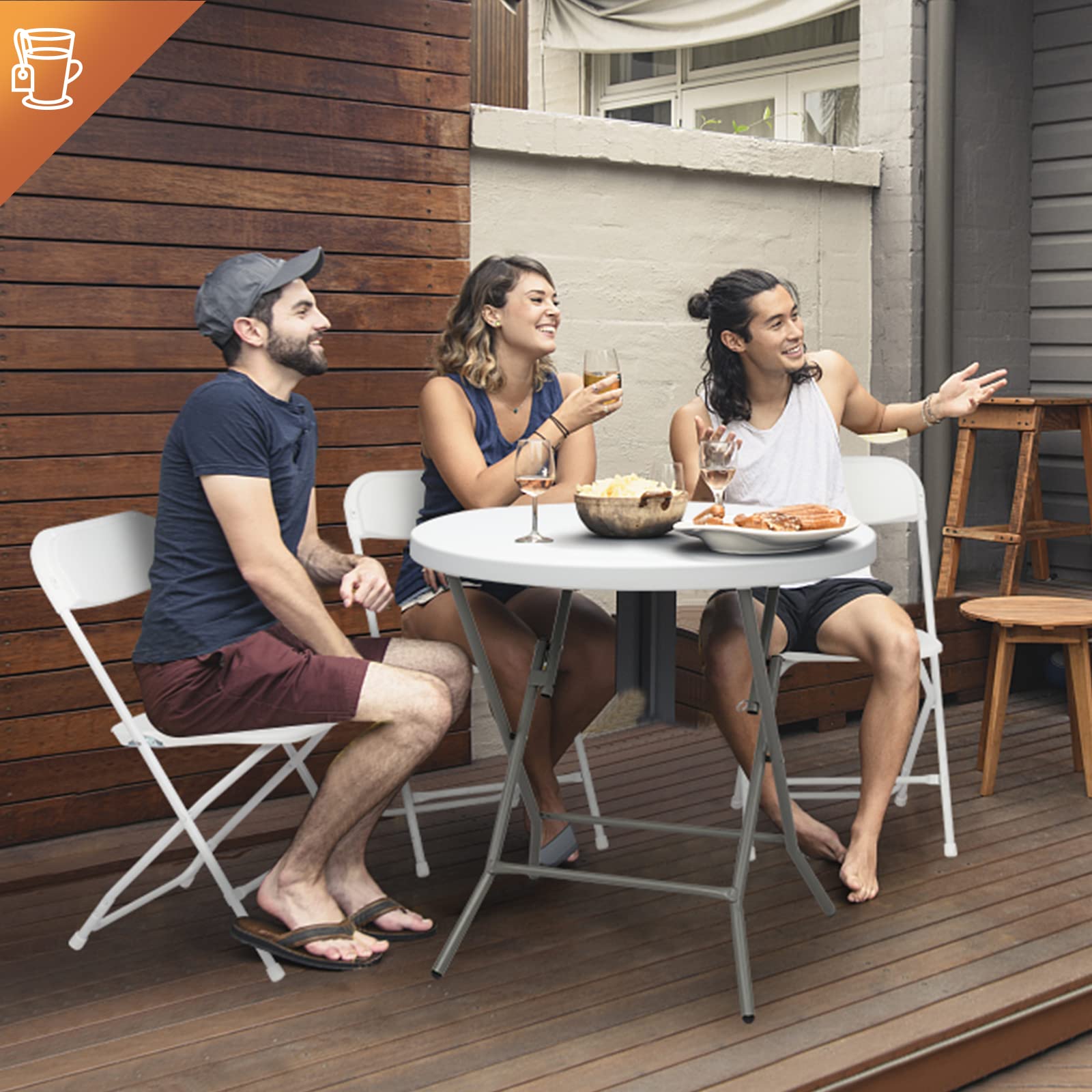 32" Round Folding Portable Plastic Dining Table White