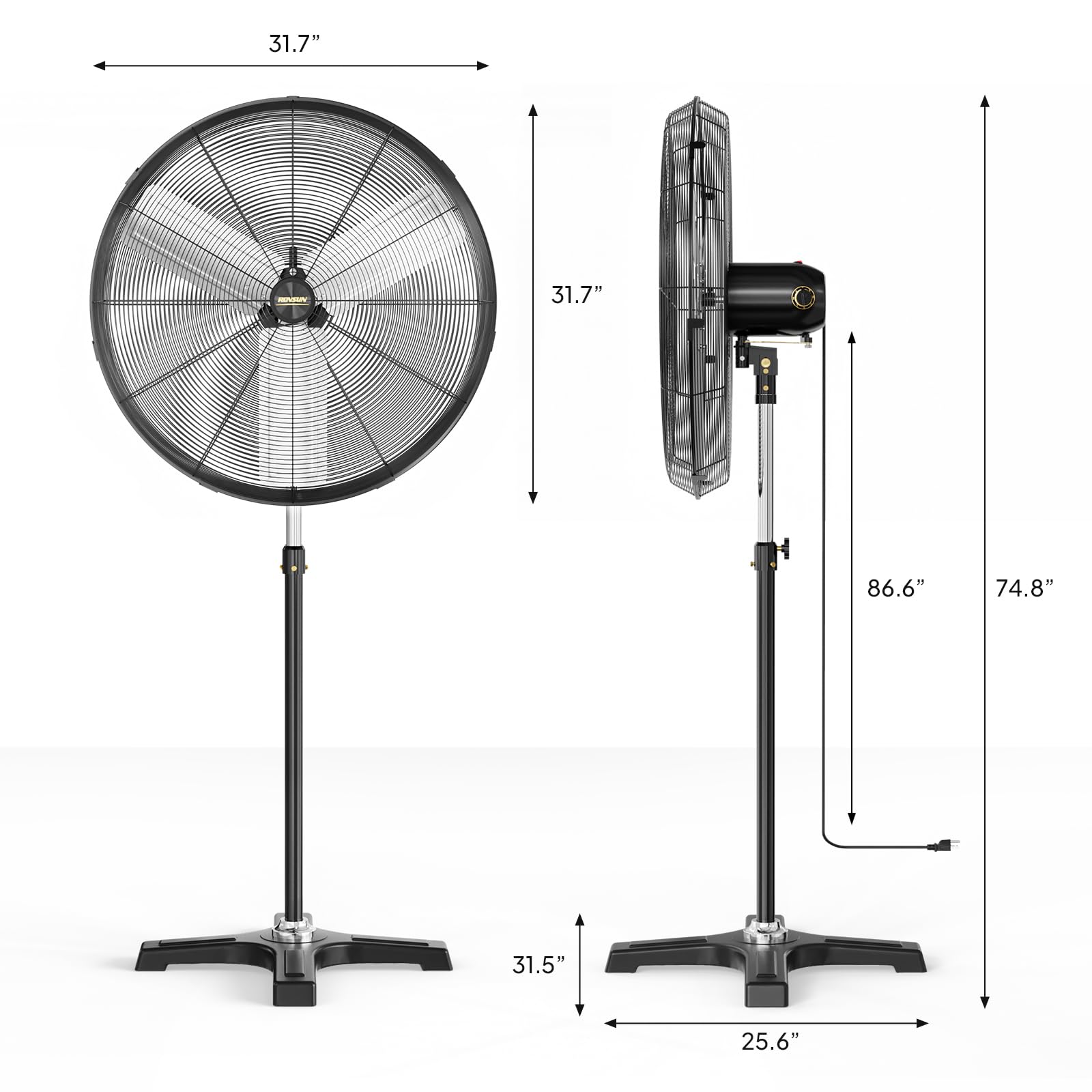 ROVSUN 30" 220W 110V Industrial Pedestal Fan