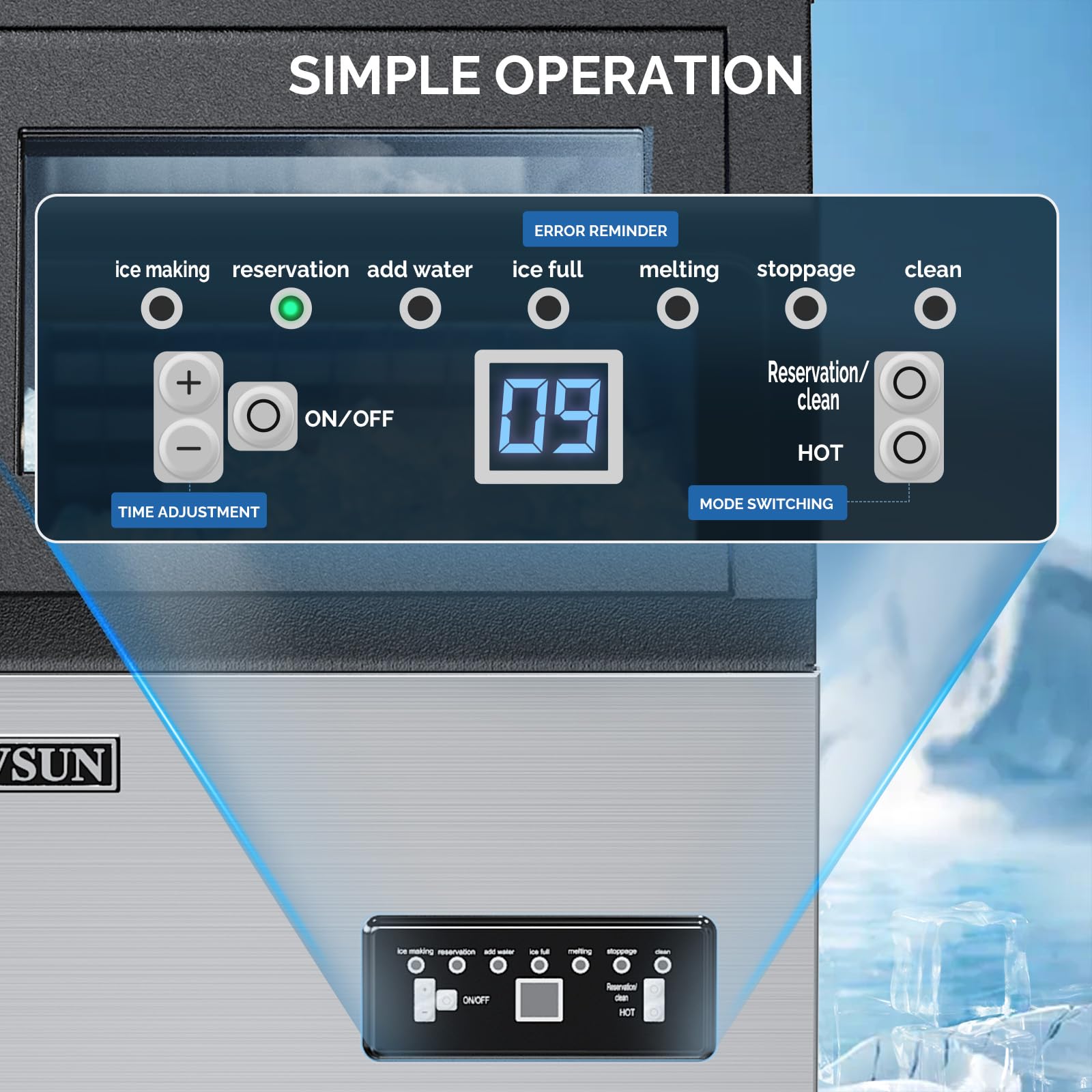 ROVSUN 14" 110 lbs Air Cooled Ice Machine Countertop