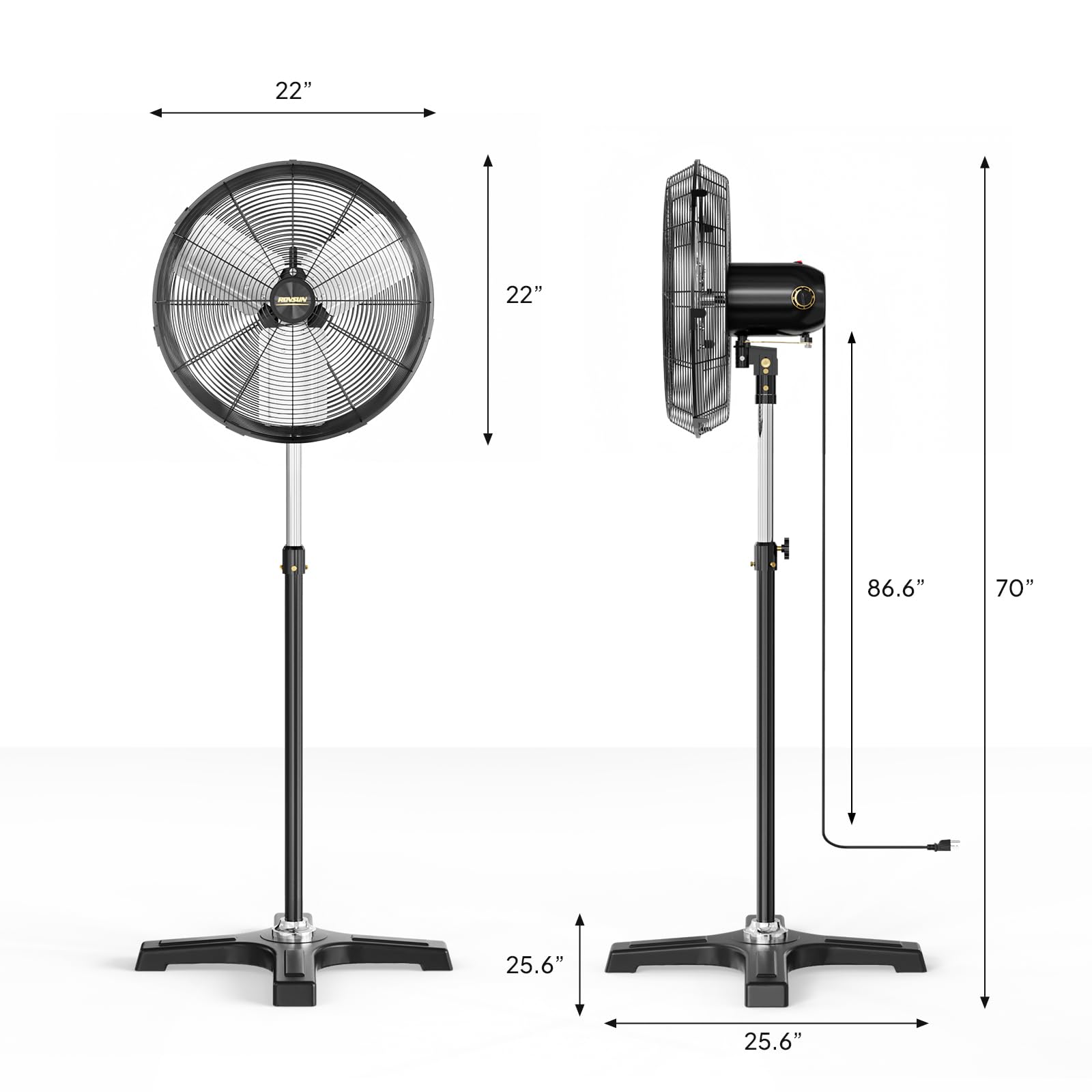 ROVSUN 20" 110W 110V Industrial Pedestal Fan