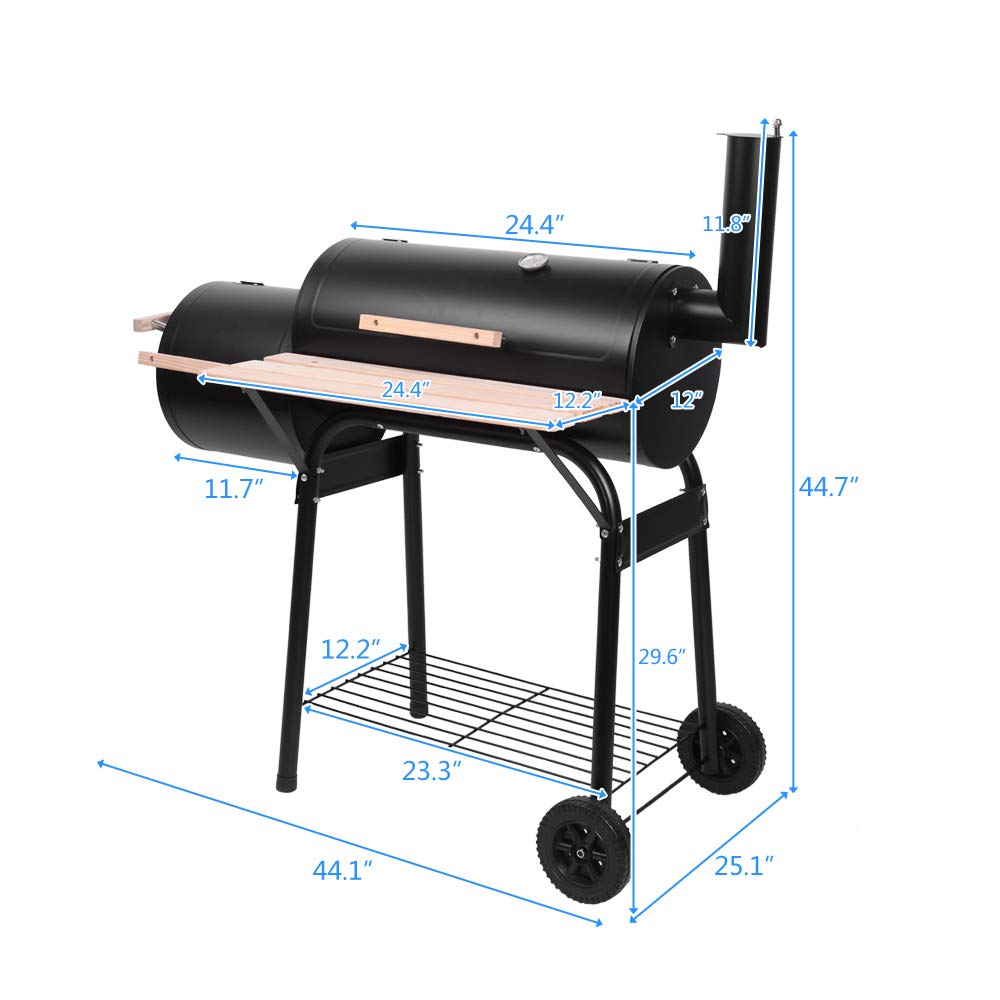 ROVSUN BBQ Charcoal Grill Outdoor Patio Barbecue Cooker with Wheels