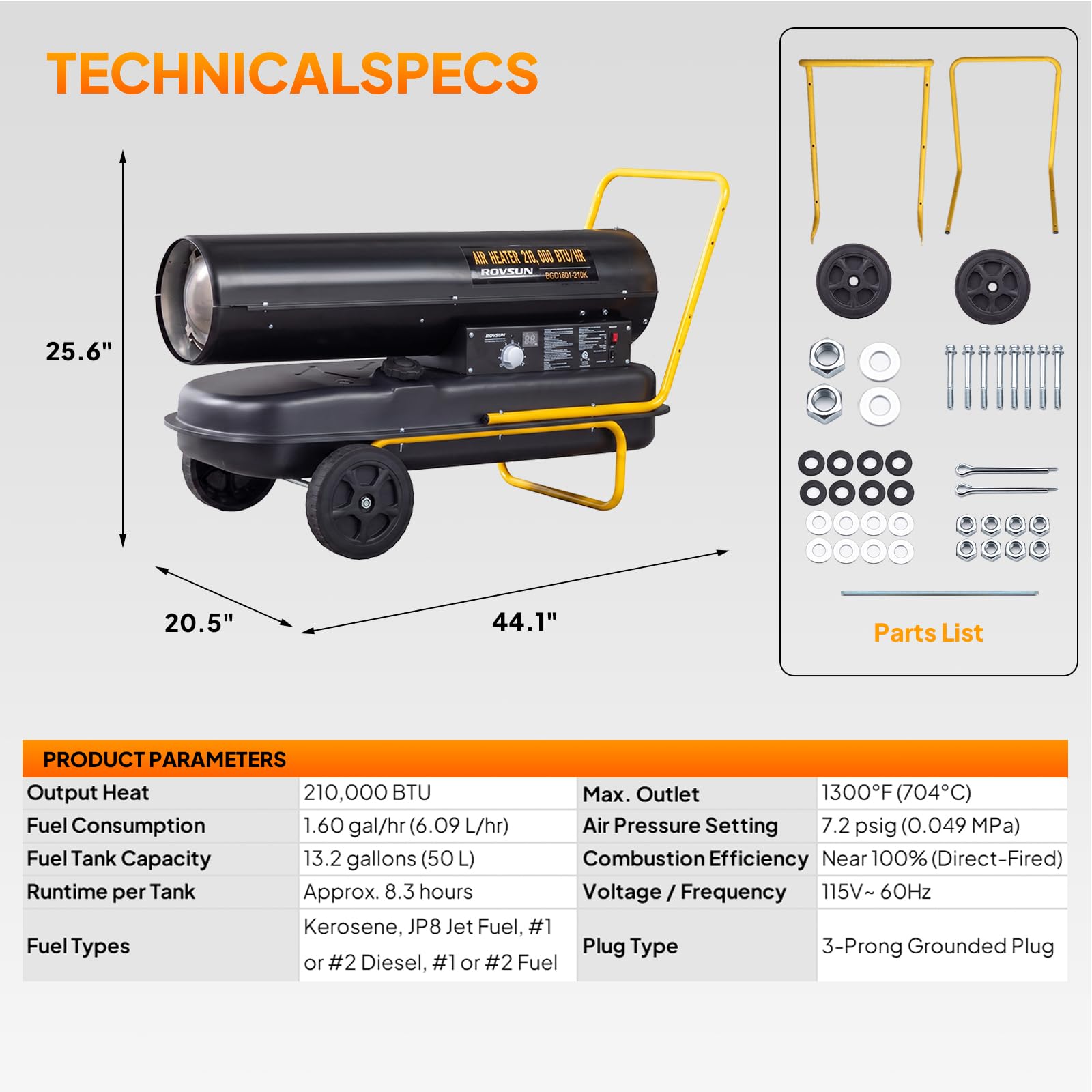 ROVSUN 210000 BTU Kerosene Forced Air Heater Portable Torpedo Diesel Space Heater