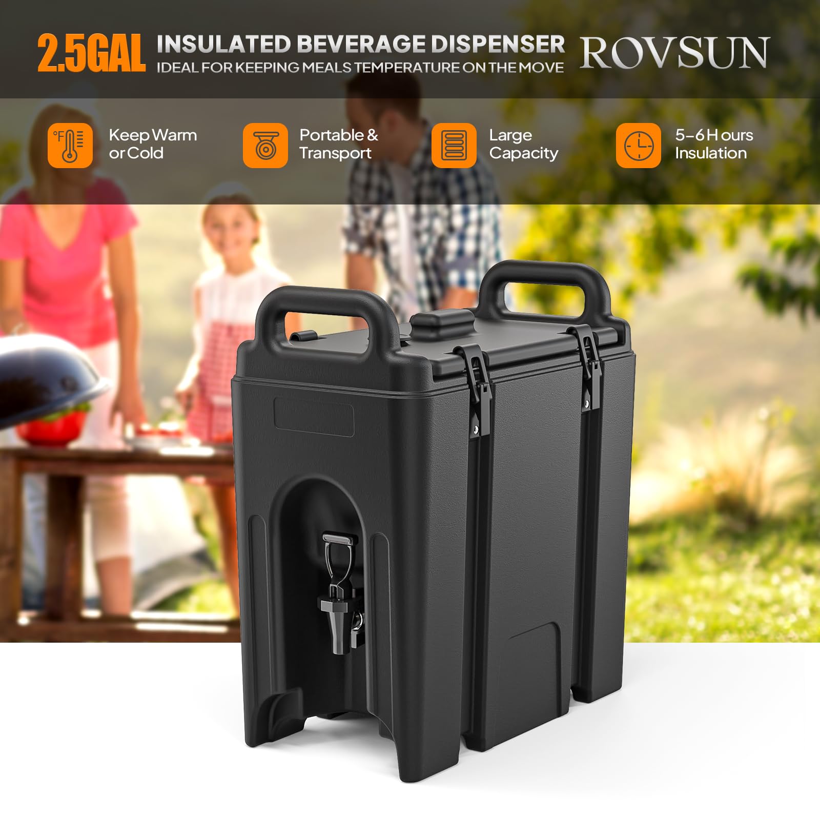 ROVSUN 2.5 Gallon Insulated Beverage Dispenser with 10 Cups
