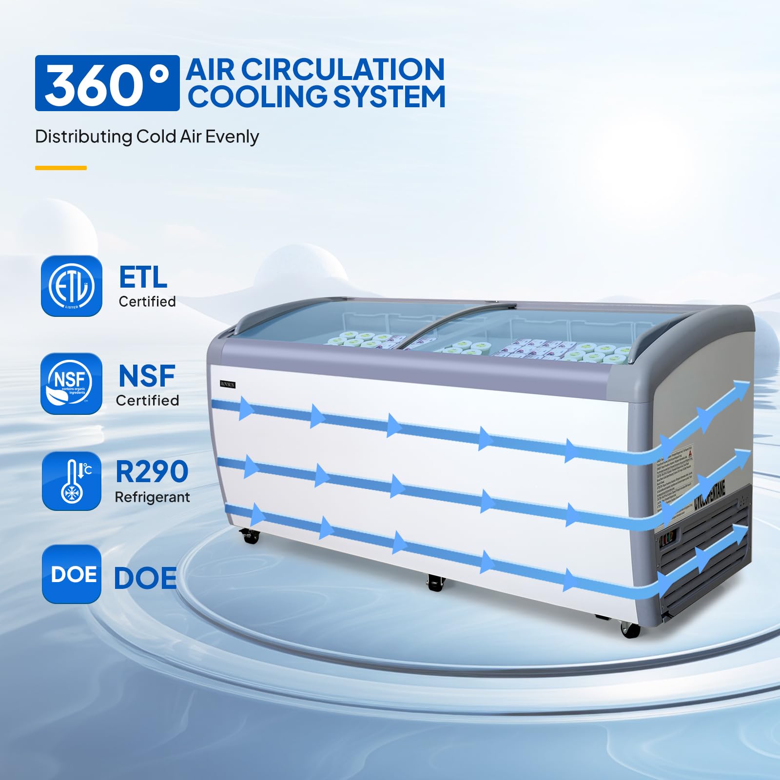 ROVSUN 71" 19 Cu.Ft. 295W 110V Commercial Ice Cream Freezer