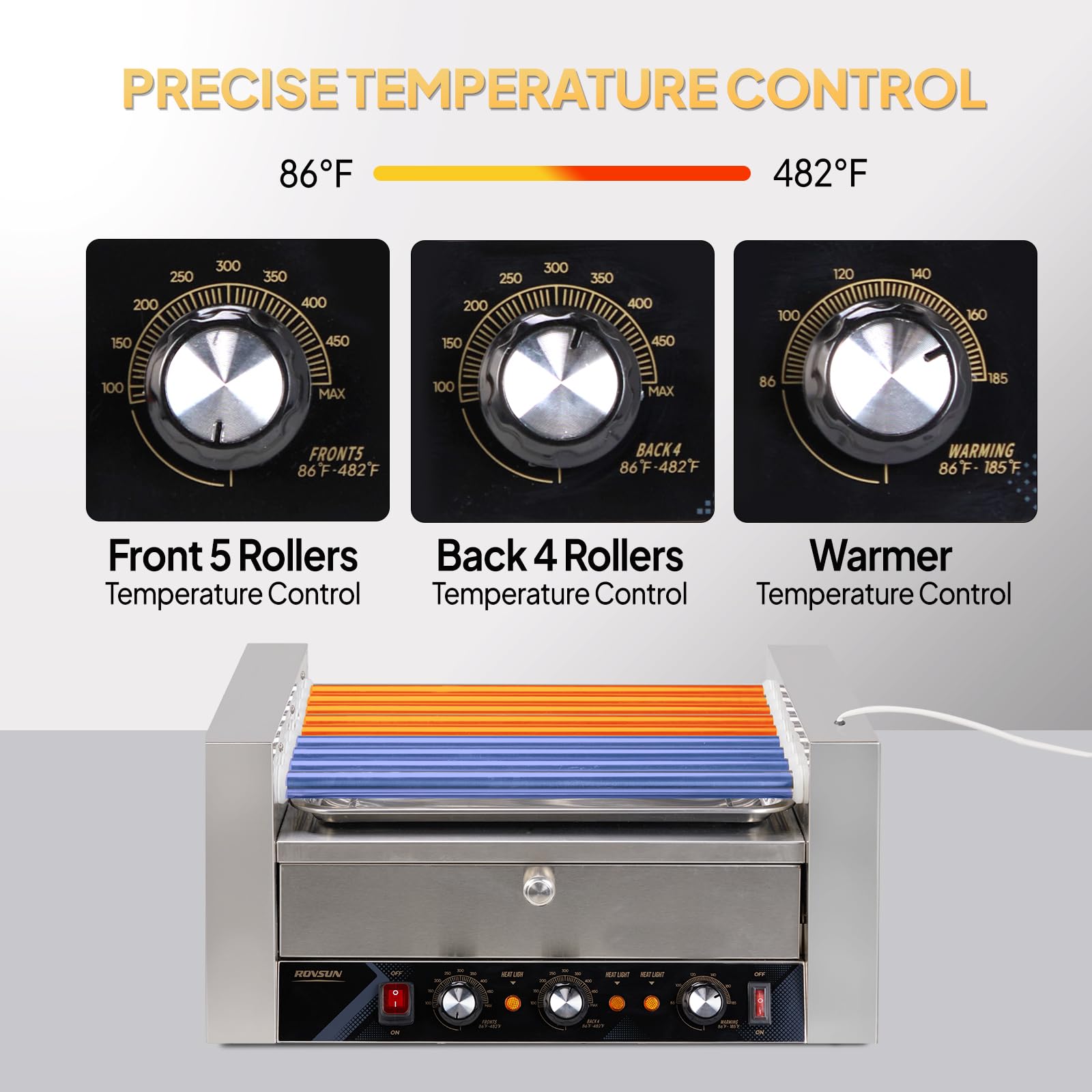 ROVSUN 24 Hot Dog Roller Grill with Bun Warmer