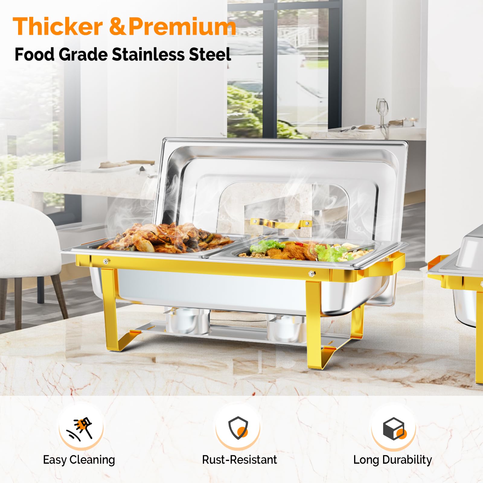 ROVSUN 9 QT Chafing Dish Set with Glass Lid & 2 Half Size Pan