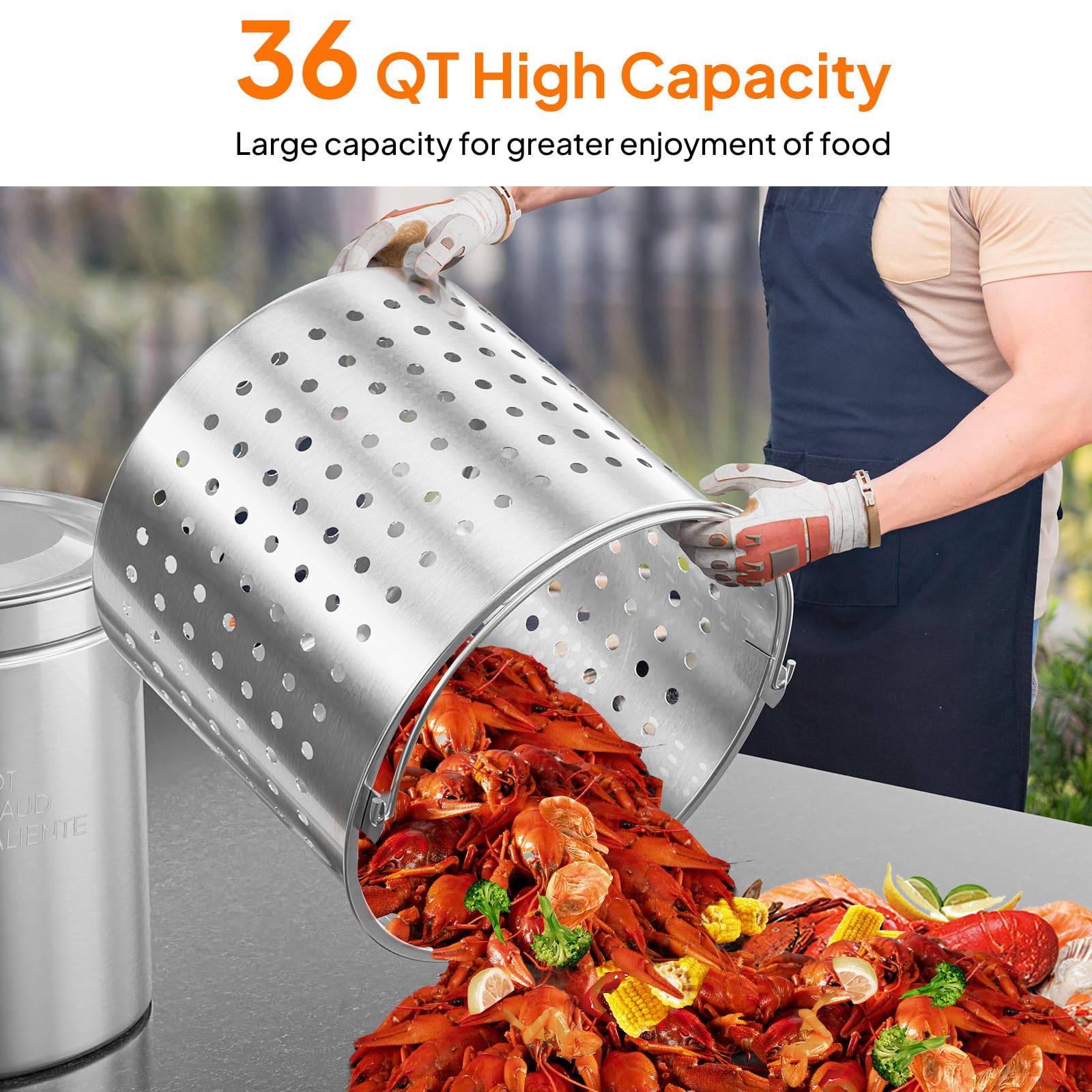 ROVSUN 36 QT Stainless Steel Stock Pot with Basket