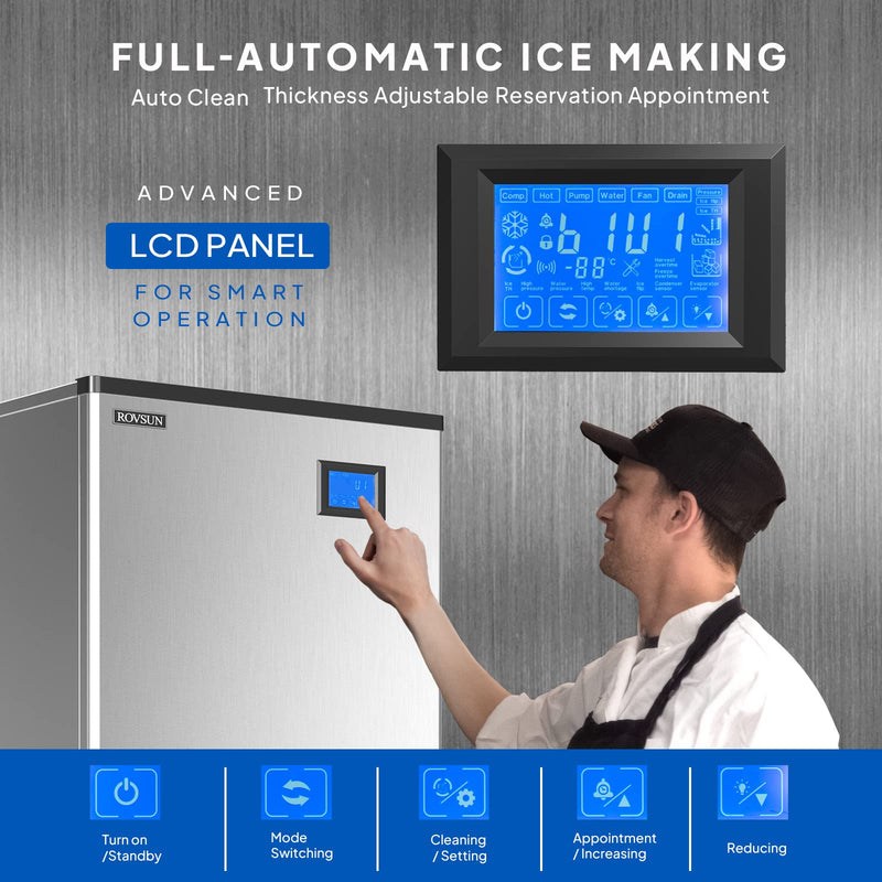 ROVSUN 400 LBS/24h 115V Commercial Ice Machine Maker Freestanding