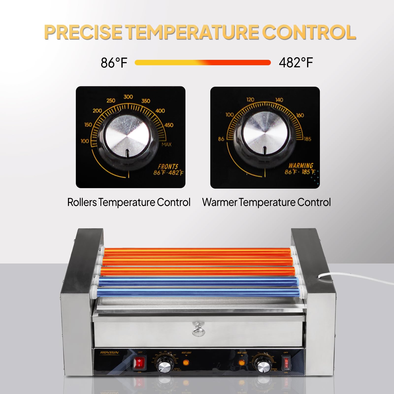 ROVSUN 12 Hot Dog Roller Grill with Bun Warmer