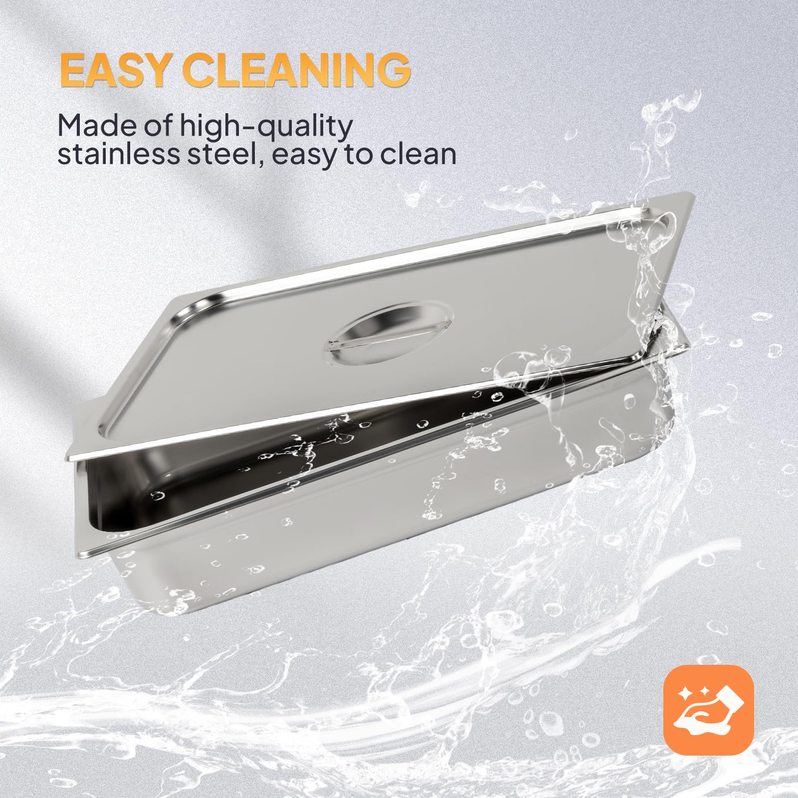 ROVSUN 2-Pack Full Size Steam Table Pan with Lid