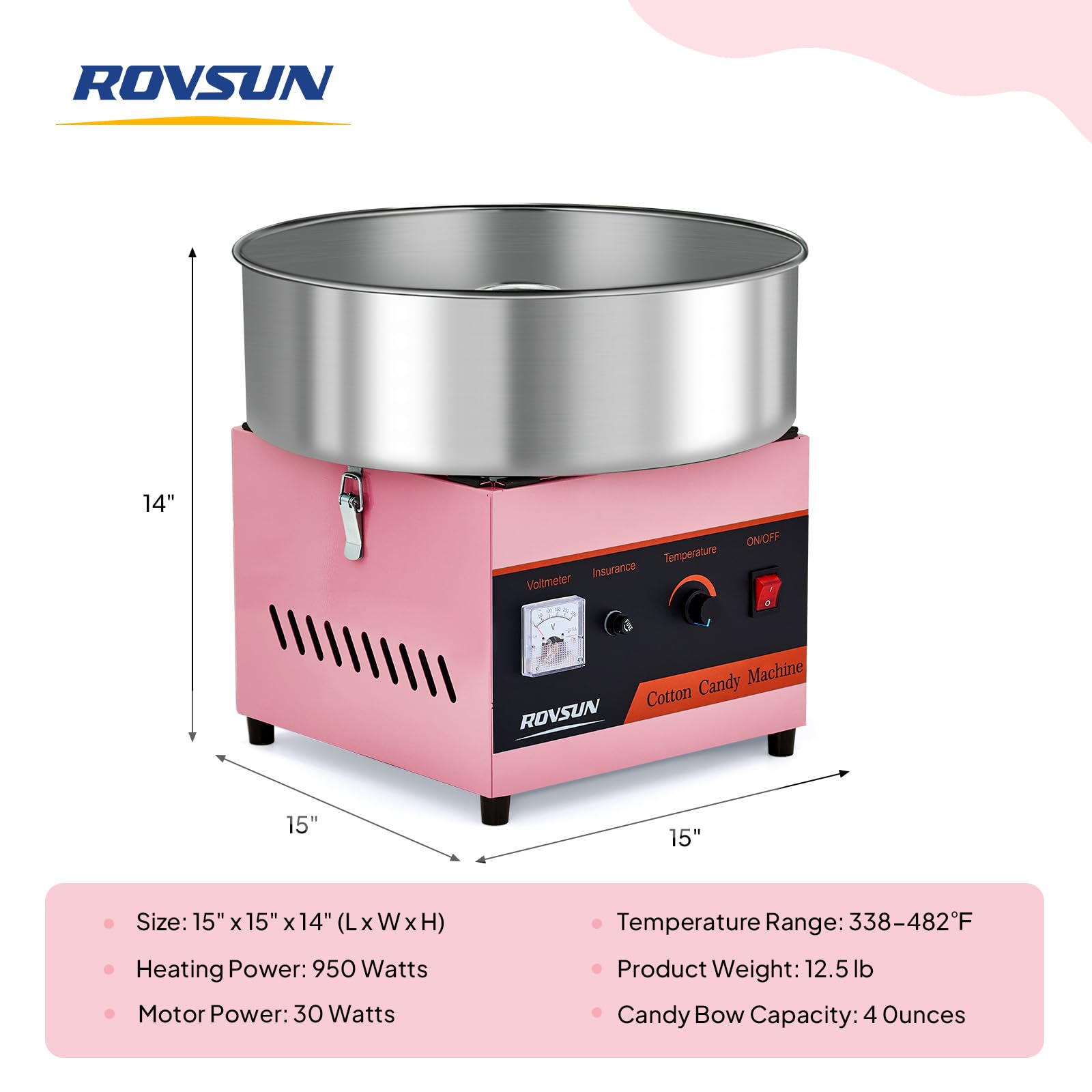ROVSUN 15" Cotton Candy Machine Pink