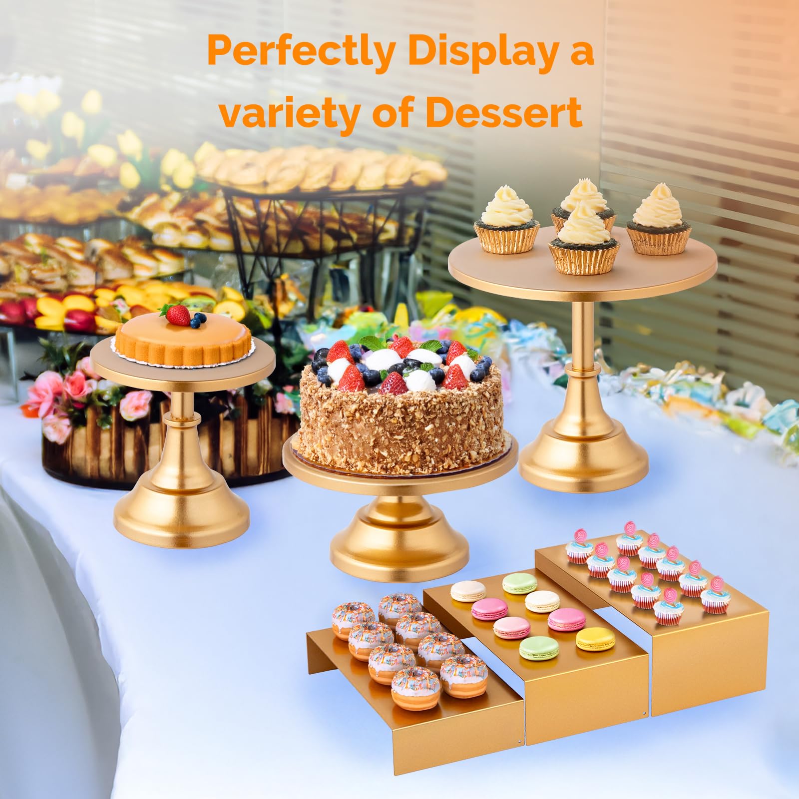 ROVSUN 8 PCS Gold Cake Stand Set